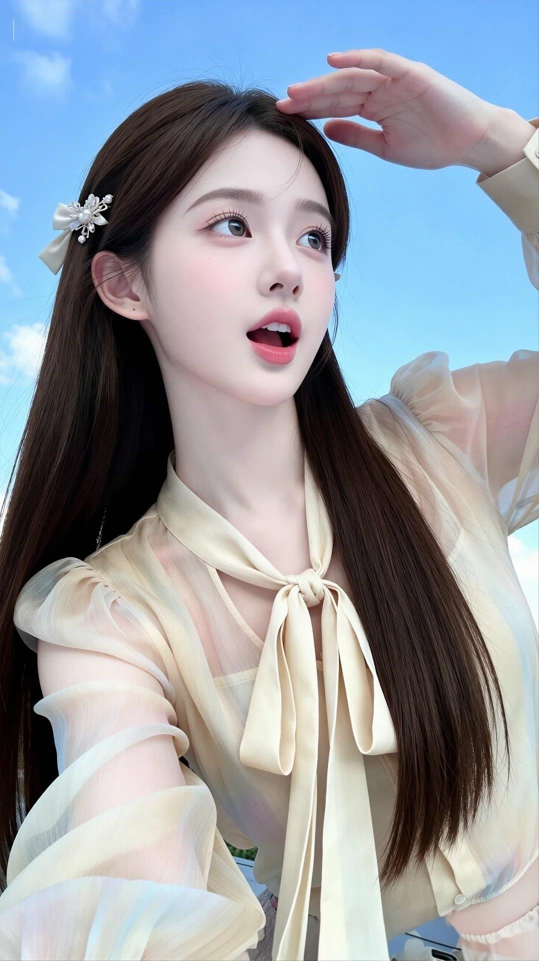 甜美少女风，浅黄色薄纱衬衫，清新自然，少女心满满！🌸💕