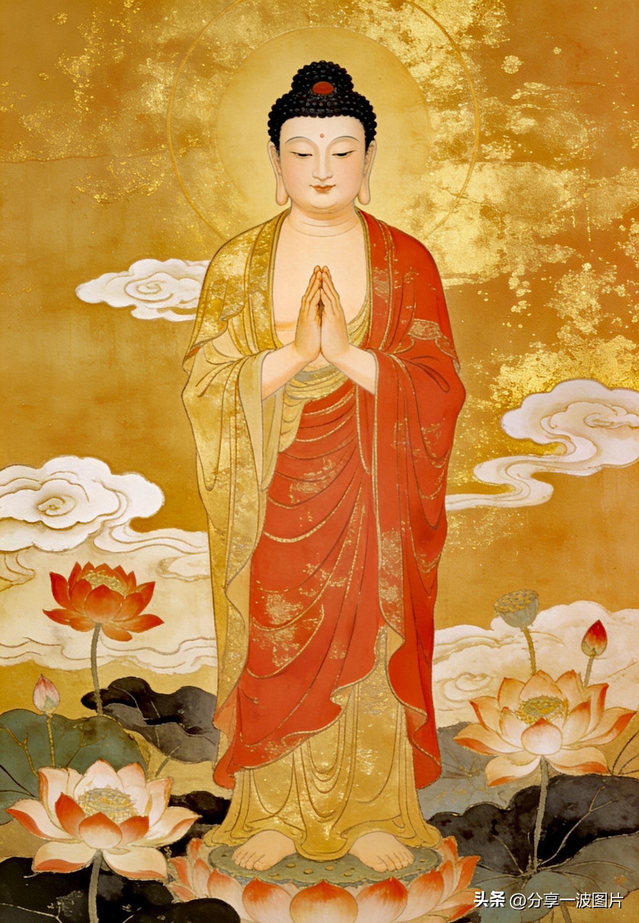 一声阿弥陀佛，
消灾免难，平安吉祥。
愿心宽体健，诸事顺遂，
福慧双修，喜乐常安