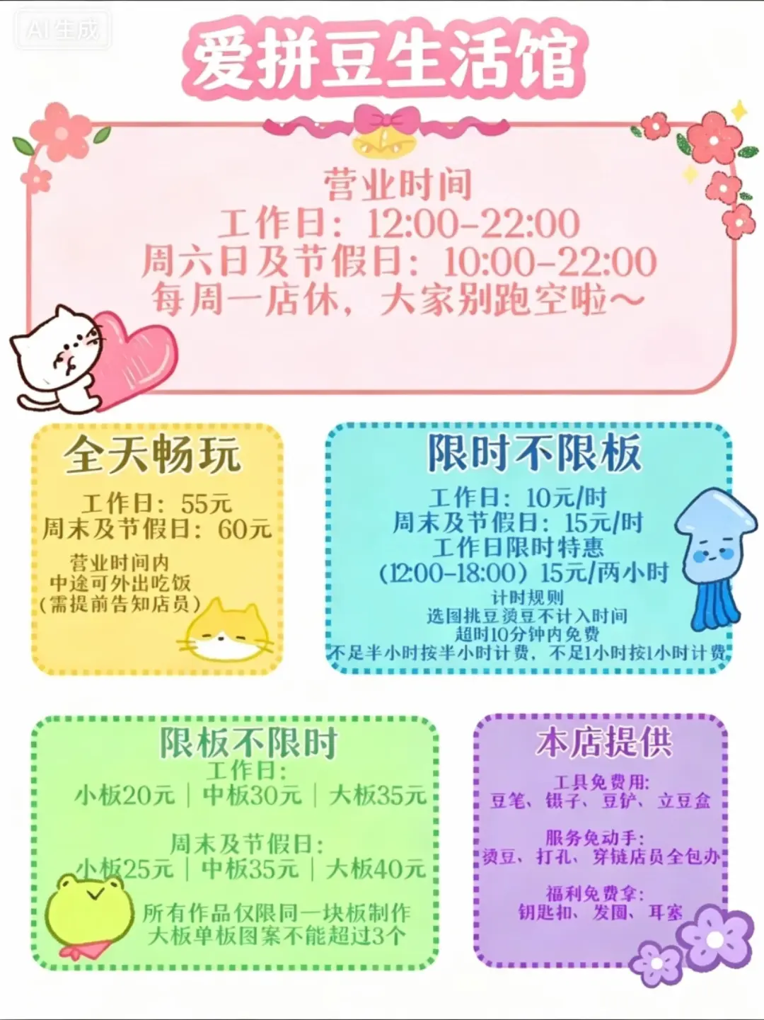 我们的拼豆店终于开业了 就在三色堇画社2楼大厅