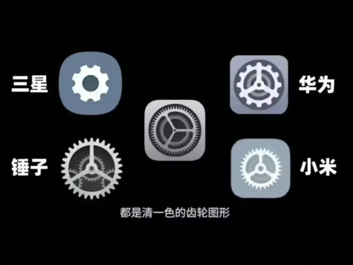 各个手机品牌设置的图标其实也大差不差，但是我也不是很理解，为什么设置的标志会是齿