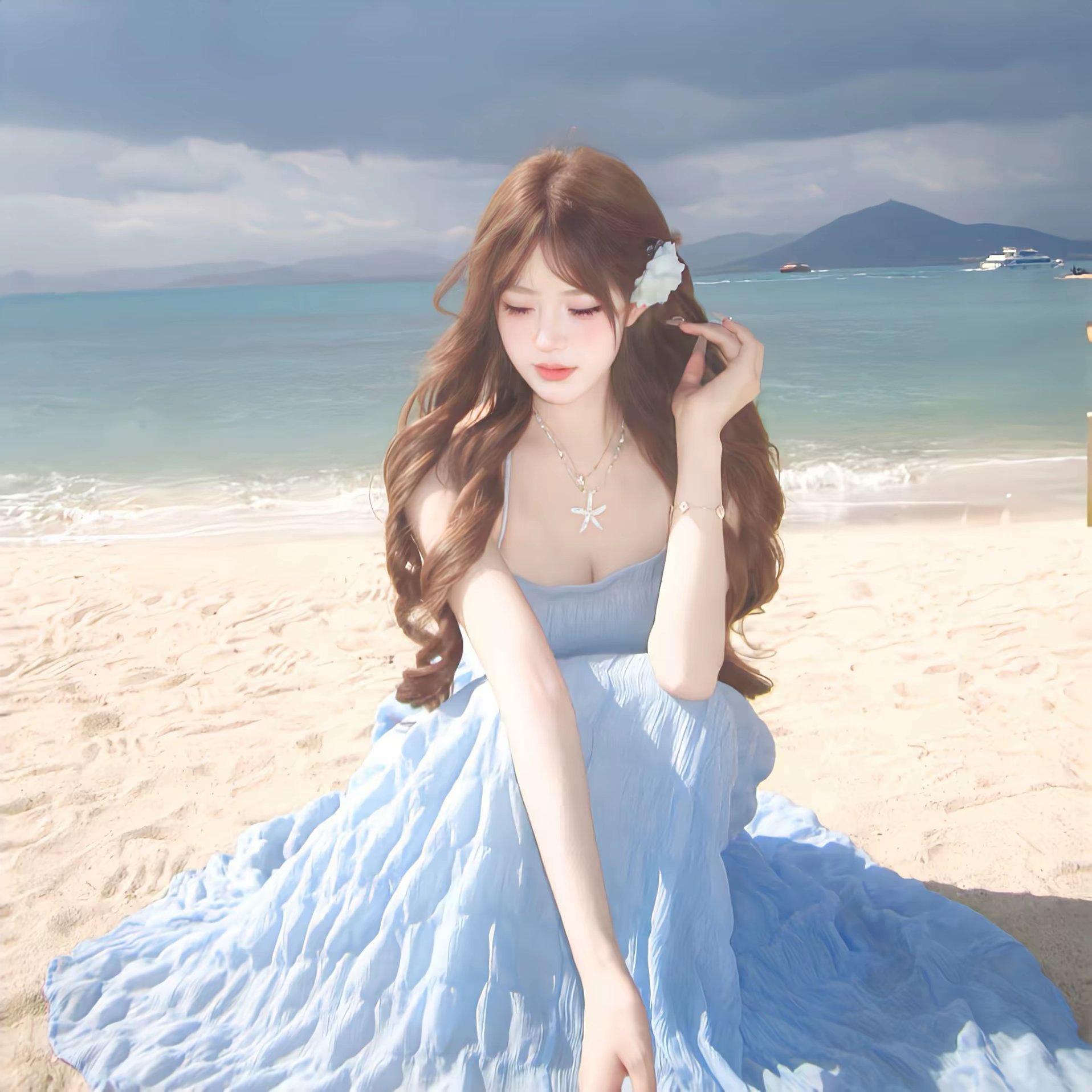 𝑾𝒆𝑪𝒉𝒂𝒕双人女头｜蓝色系｜闺蜜头像｜明媚女头｜💙 
