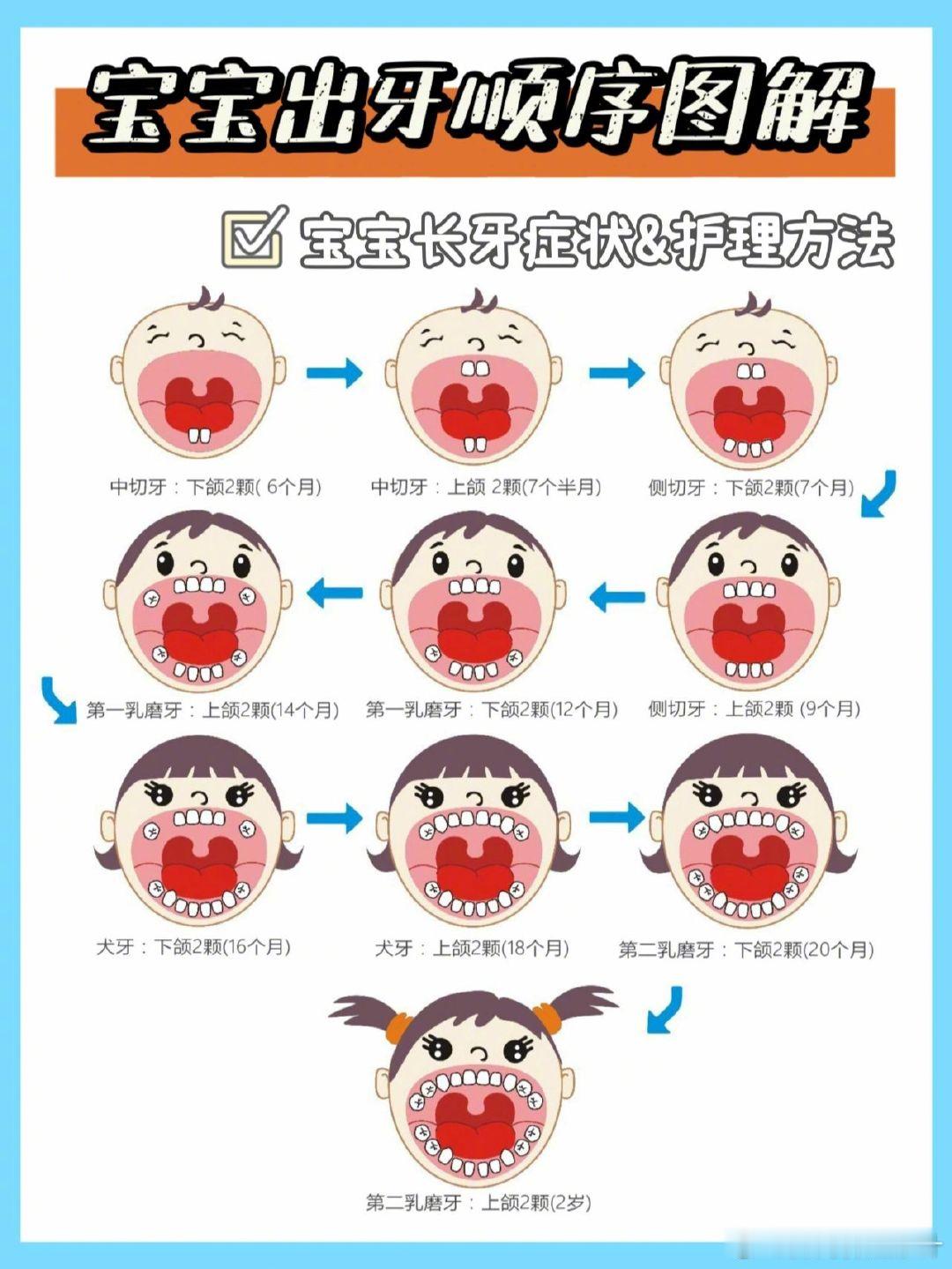 宝宝长牙顺序图，护理经验分享！ ​​​