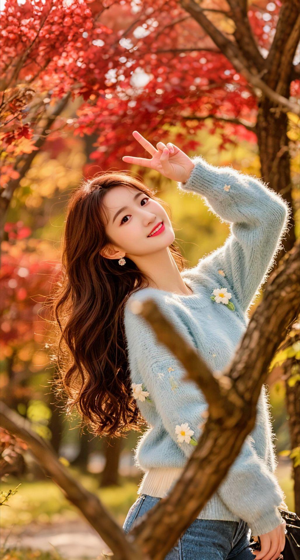 AI扩图 AI秋日氛围感写真