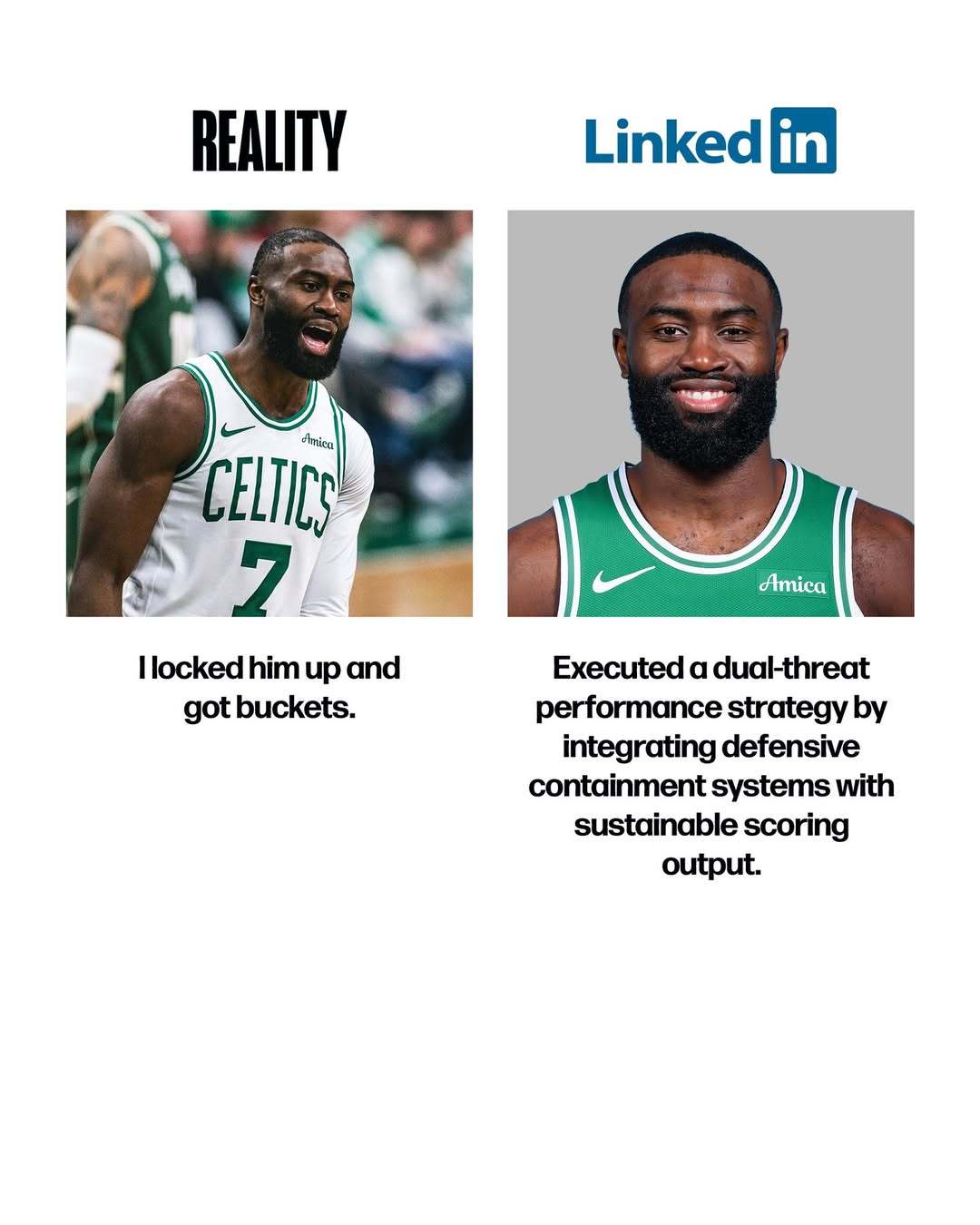 现实版：我锁死对手还顺便得分。简历版：整合高强度外线防守与持续得分能力，执行攻防