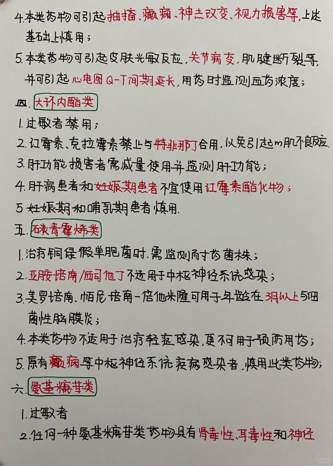 今日学习打卡——常用抗生素禁忌症