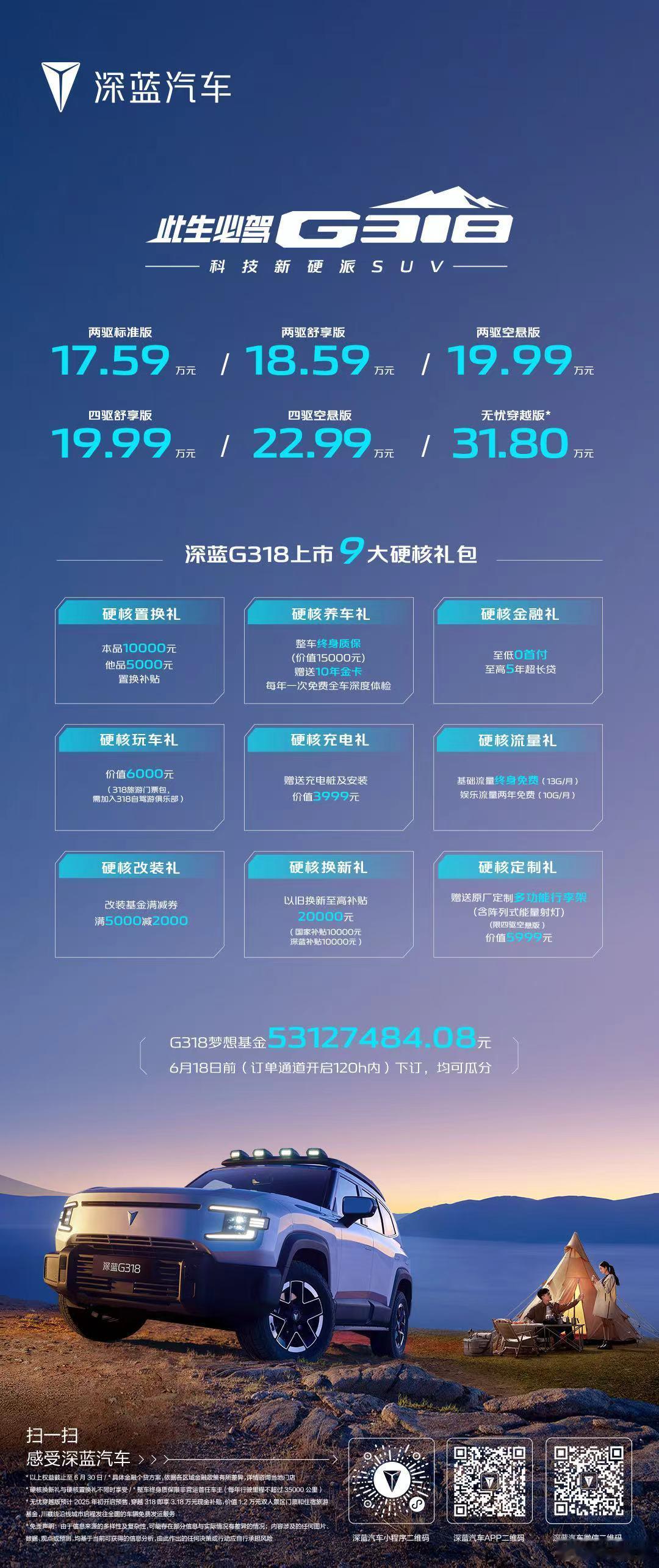 我虽然对牦牛换车这个营销话题嗤之以鼻，但不得不承认#深蓝G318#的定价属实牛逼