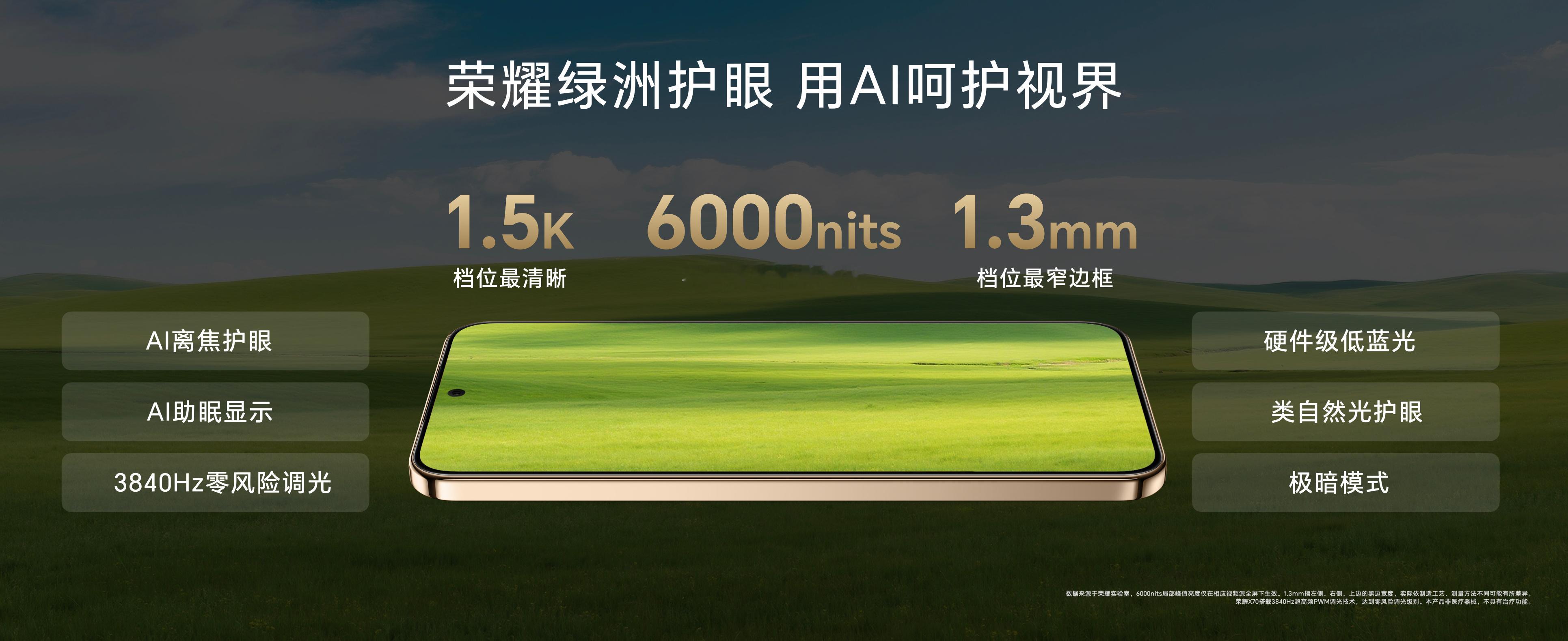 荣耀X70硬核之王太贴心！它搭载6.79英寸荣耀绿洲护眼屏，峰值亮度6000ni
