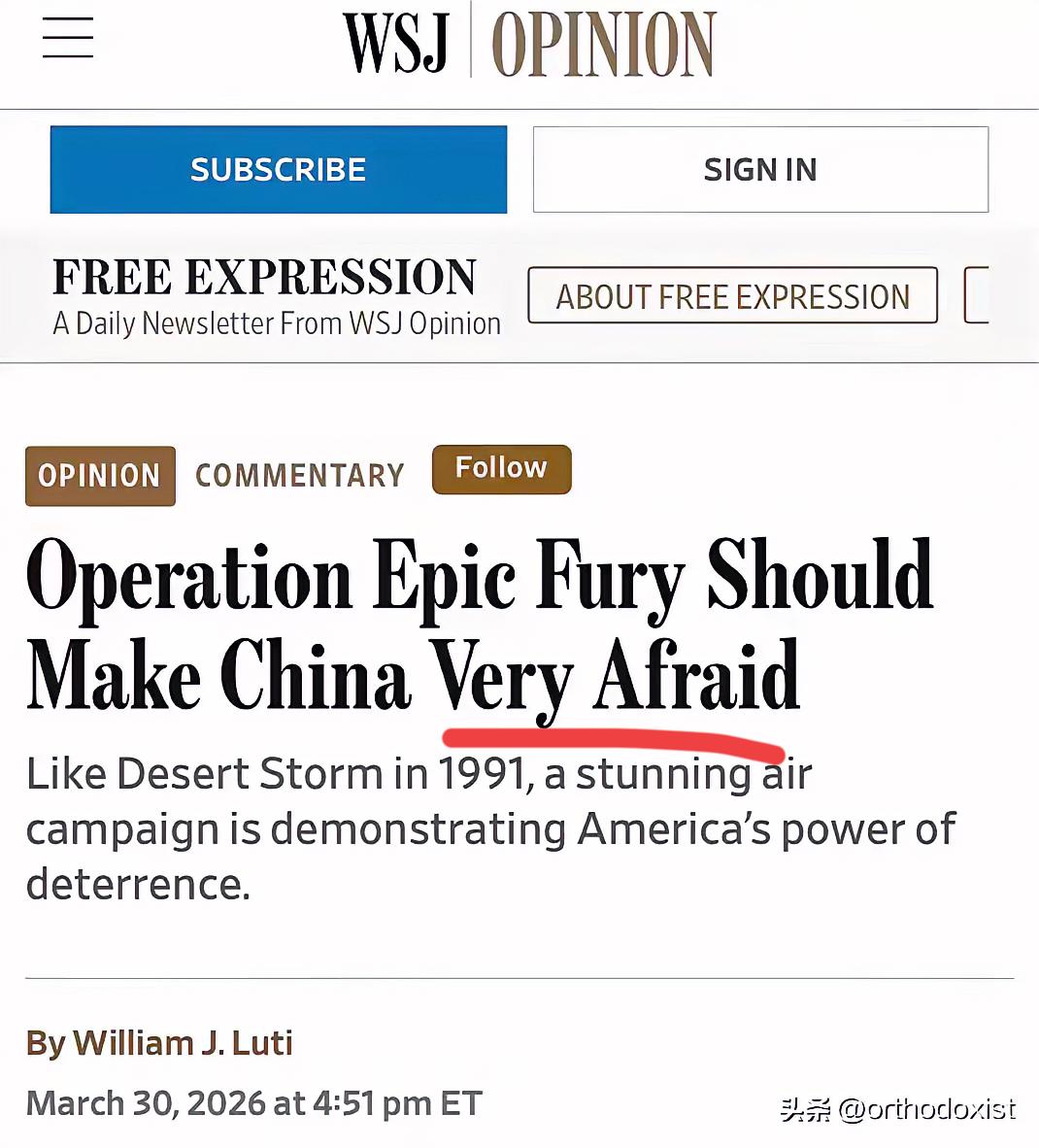 美媒：“史诗级狂怒”让中国非常害怕
不光老特是自大狂，美媒也多有自恋狂，如同隔壁