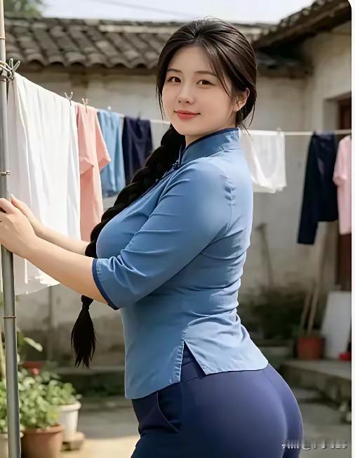 （人物）
村妇在家守庄园，
洗衣做饭下农田。
头条交流寻开心，
自娱自乐笑的甜。