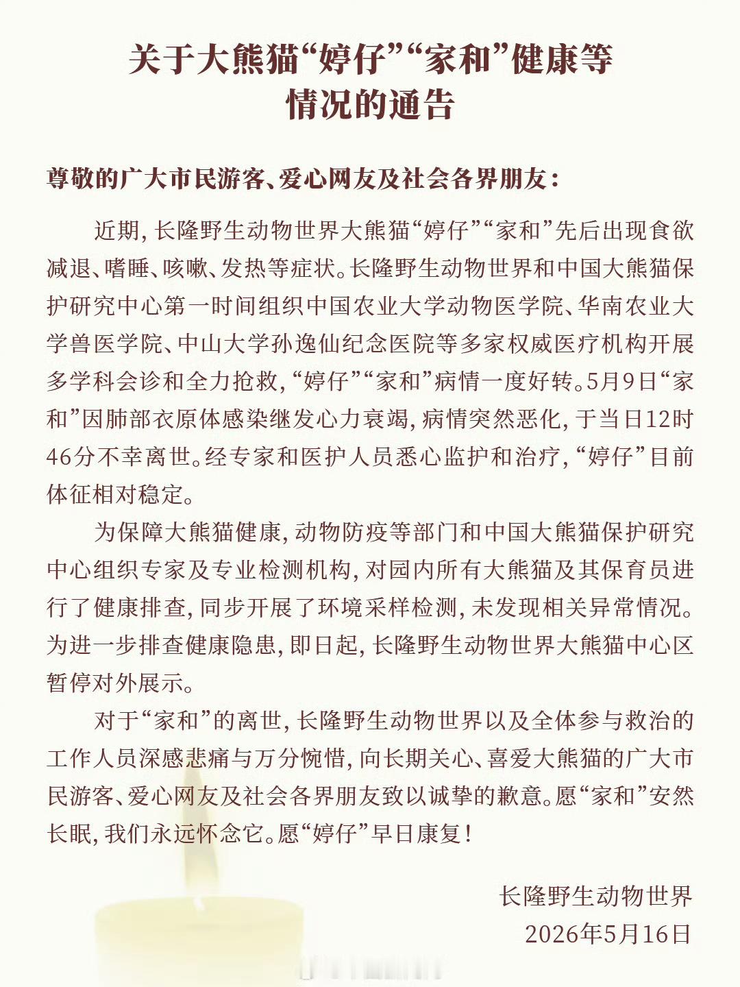 大熊猫家和去世 之前就看到有网友说了 没想到是真的…… 
