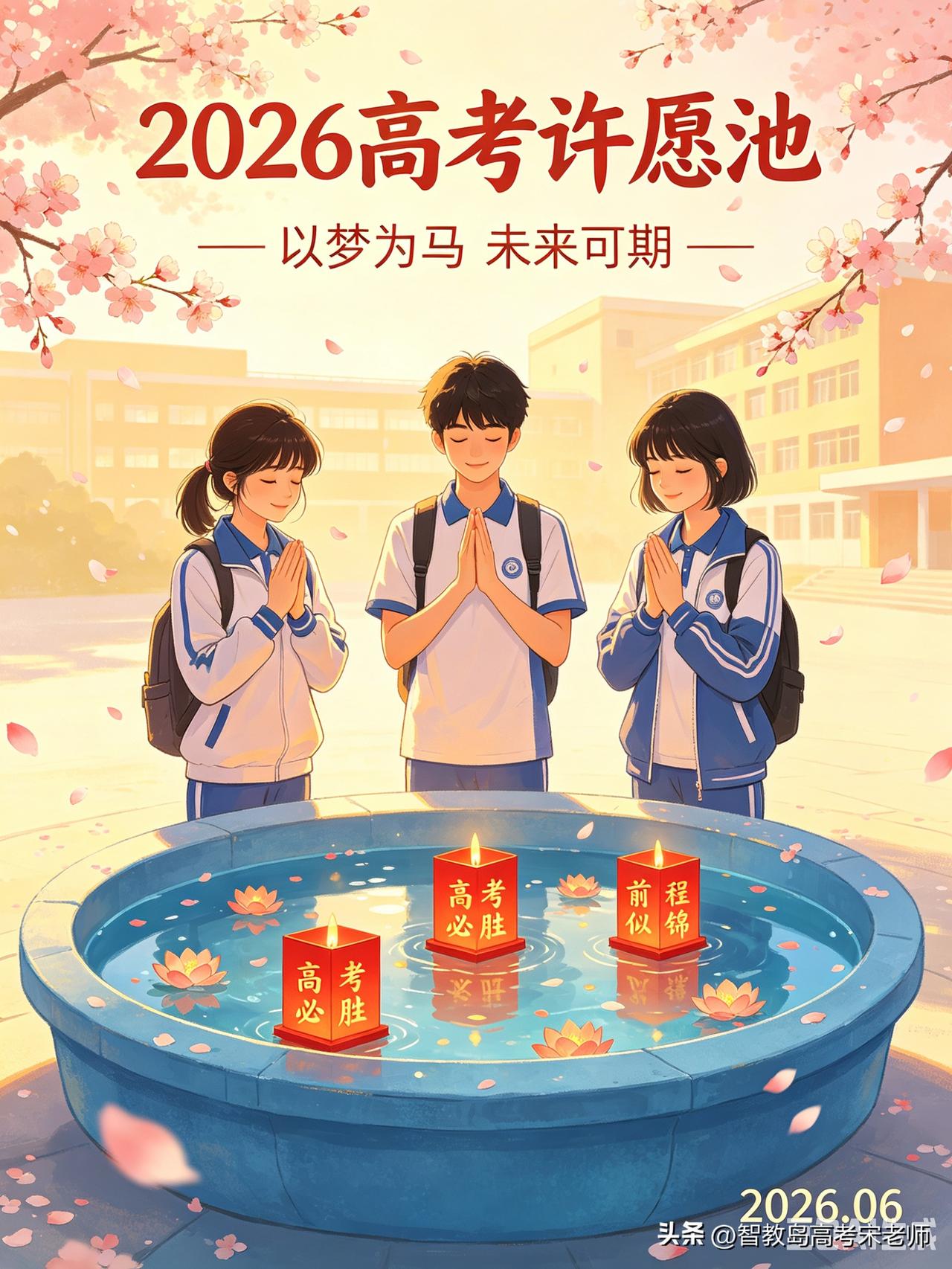 2026高考许愿池…
1. 2026高考许愿池｜以笔为剑，圆梦盛夏！
​2. 落
