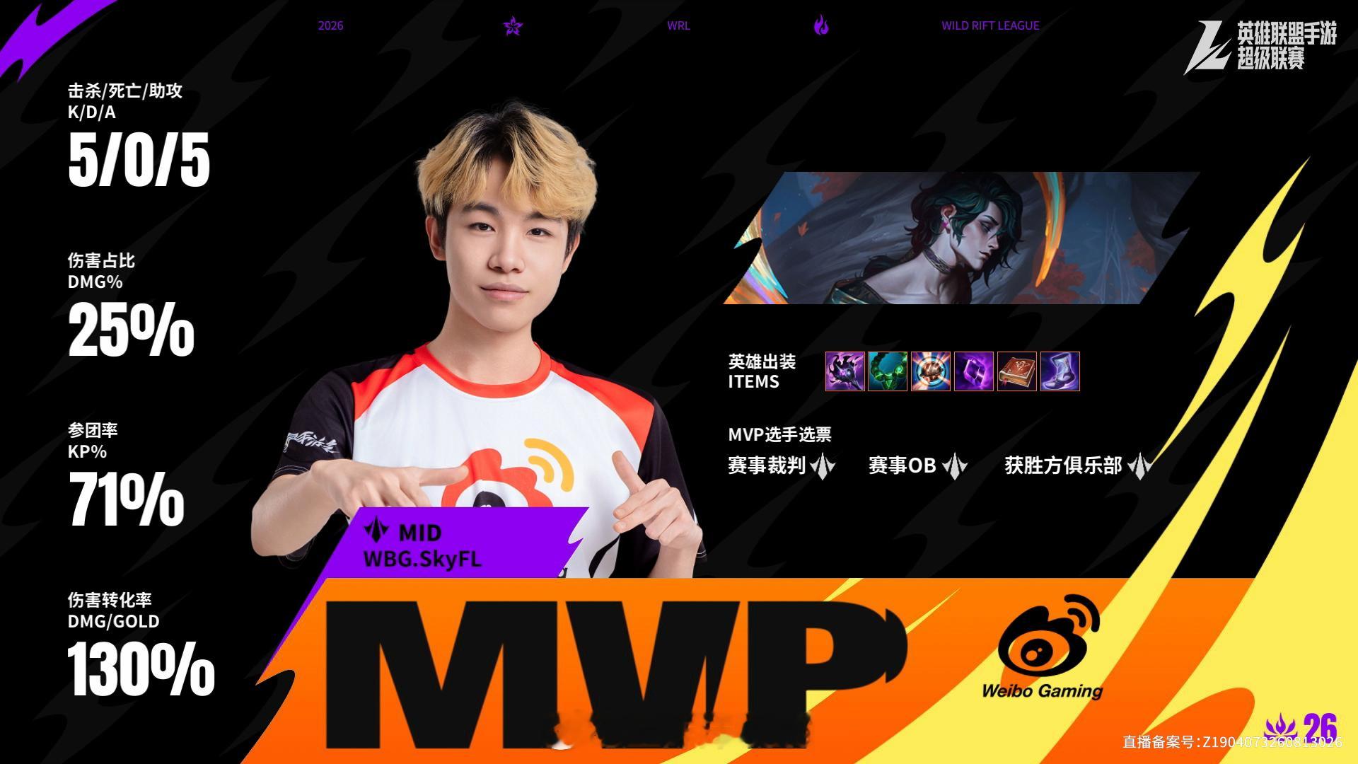 WBG对阵ACE第二场赛后数据，MVP2026WRL秋季赛英雄联盟手游赛事英雄联