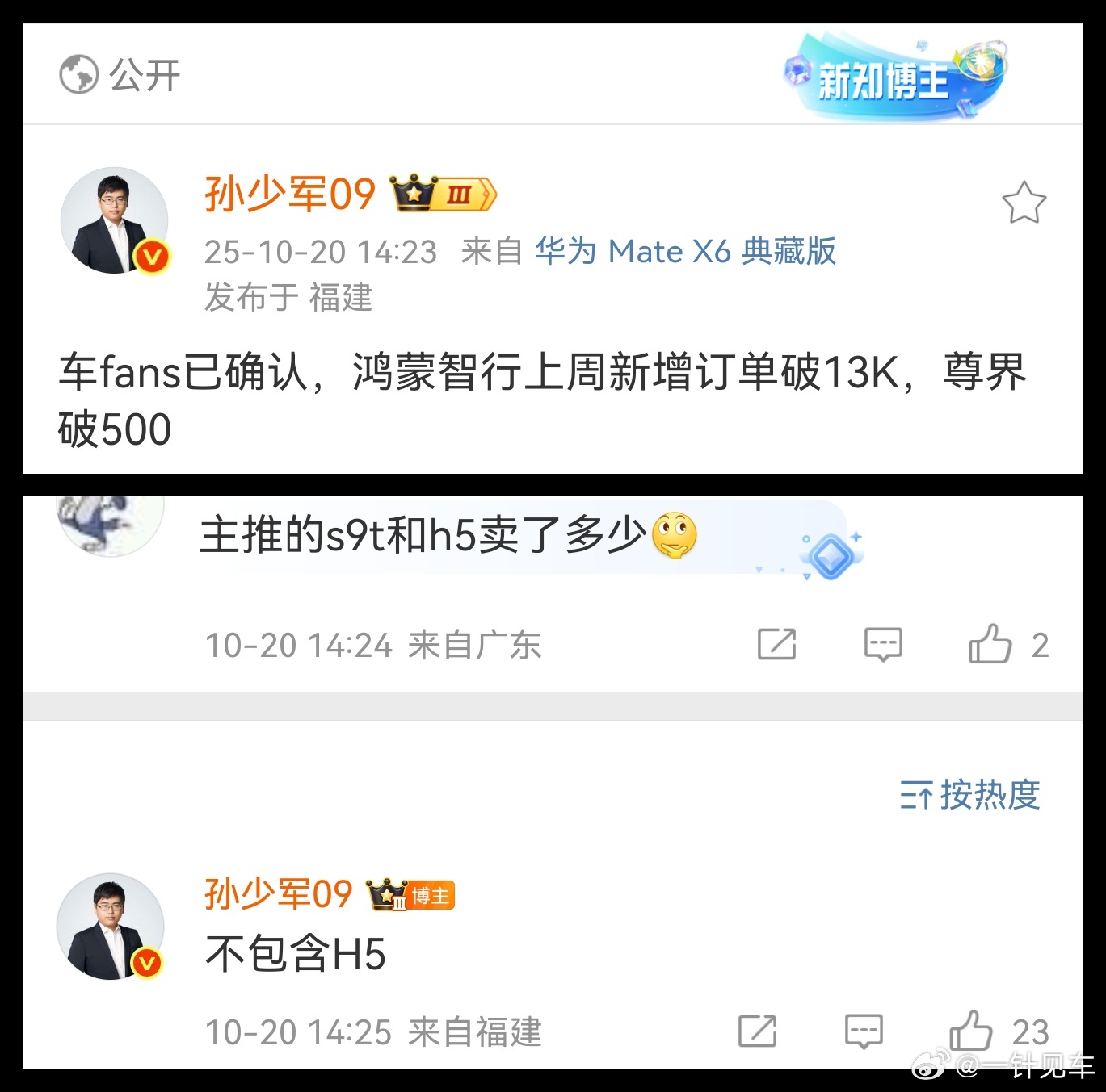 鸿蒙智行上周订单超过1.3万，并且这个数字还不包含H5，厉害了[666]毕竟市场