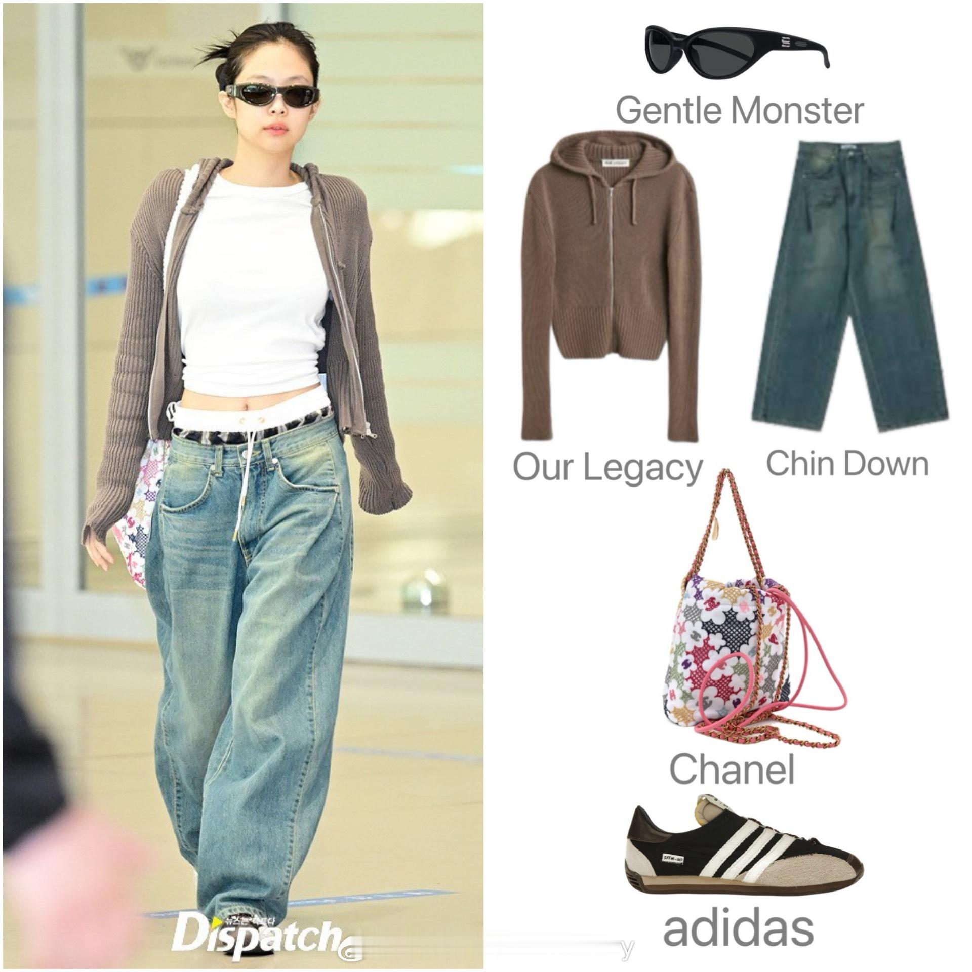 Jennie金智妮昨日现身机场，丸子头搭配黑色墨镜有点酷～ ​​​