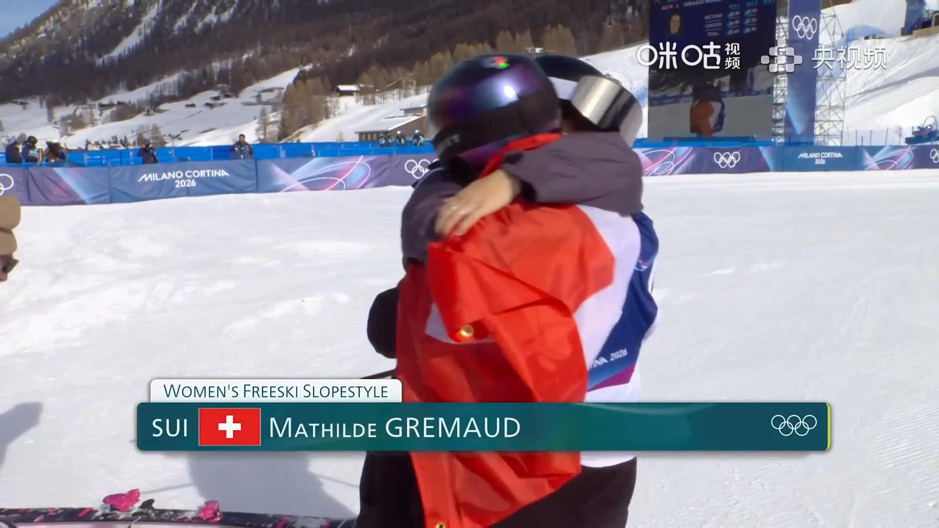 #谷爱凌和冠军只差0.38分# 米兰冬奥女子坡面障碍技巧决赛，卫冕冠军瑞士选手玛