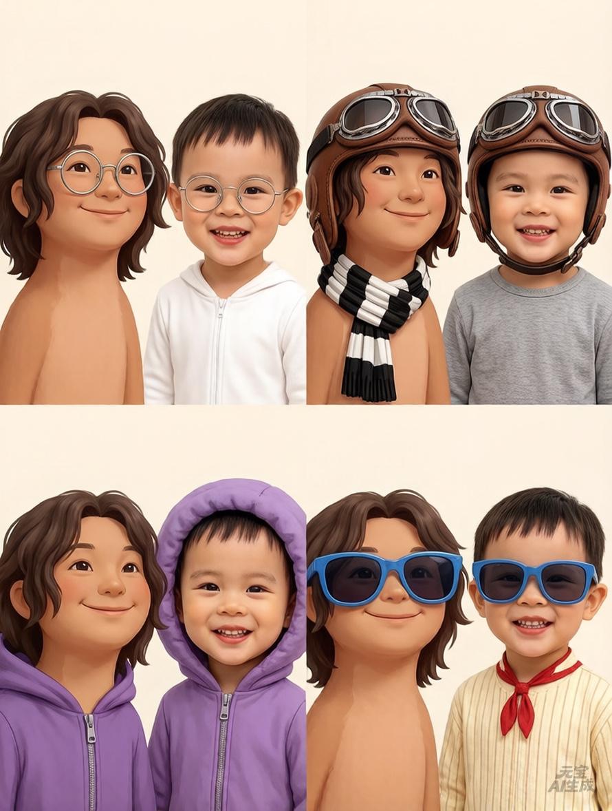 童趣满满的三口之家，萌娃们穿着时尚，笑得超甜！👨‍👩‍👧这样欢乐温馨的画面