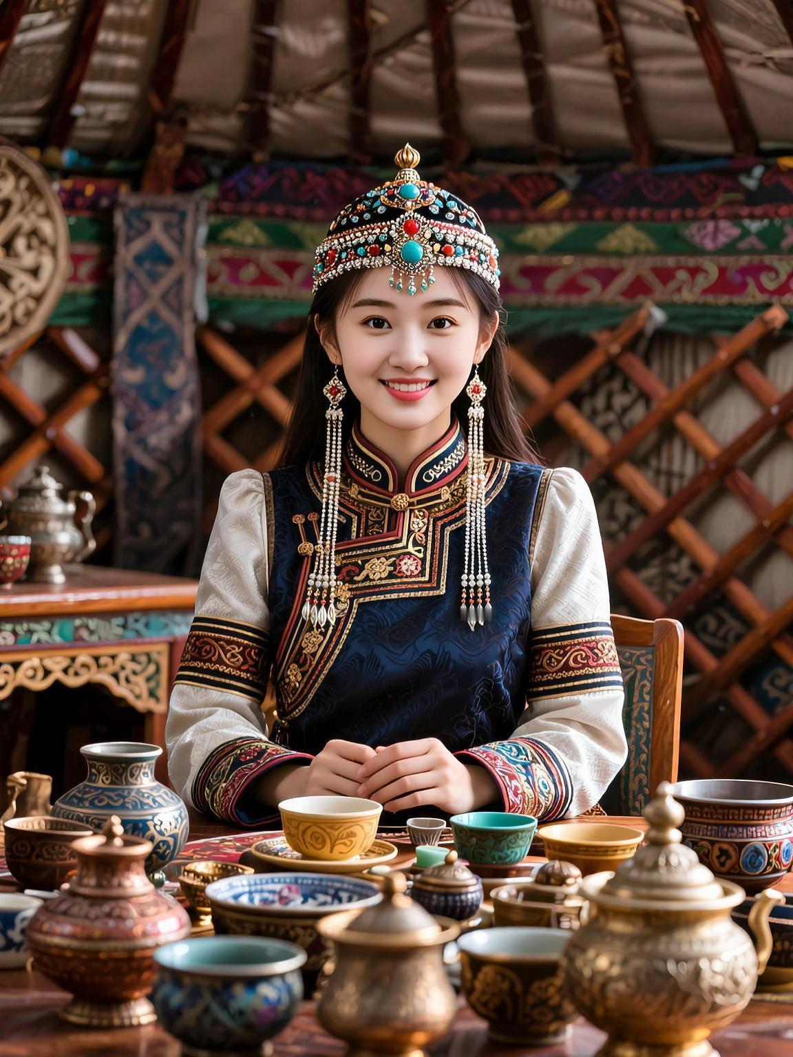 AI蒙族风情照 抖音ai创作 少数民族服饰 民族特色服装