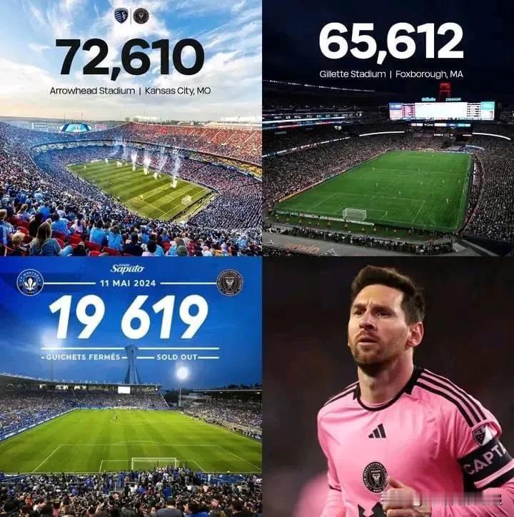 里奥·梅西在 MLS 的最近 3 场客场比赛的出席人数：

▪️箭头体育场：72