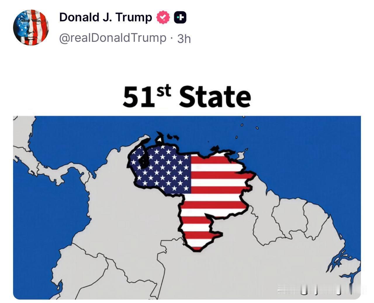 🇺🇸🇻🇪 特朗普在 Truth Social 上发布了一张委内瑞拉地图，