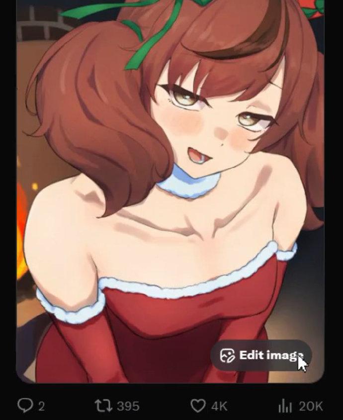 才发现今天推特又爆了，马斯克直接骑脸所有画师，在全站图片上都增加了AI编辑按钮，