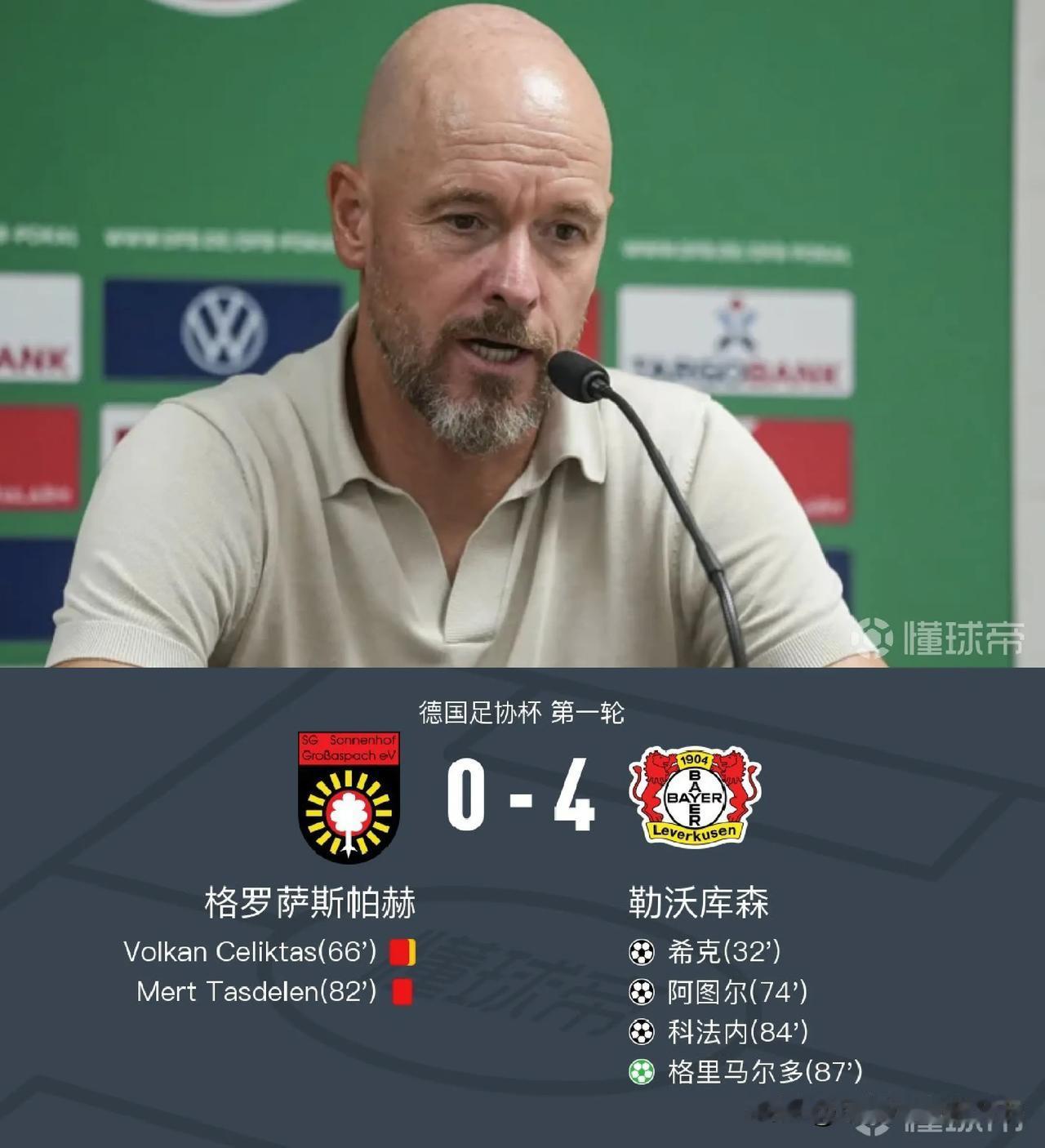 腾哈格：我们走在正确的道路上！不愧是藤子，踢个第四级别球队都来出来刷存在感。
感