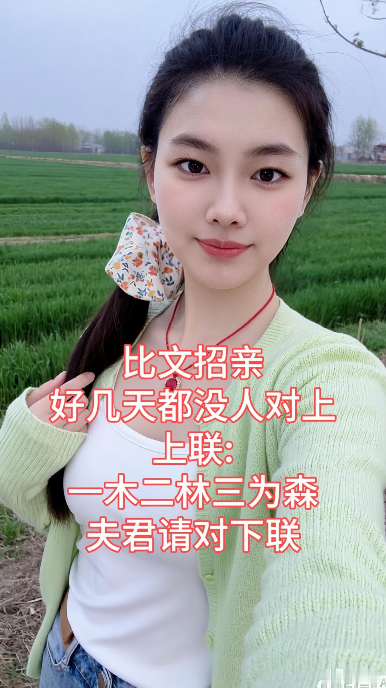 今日设下比文招亲，一连几日竟无人能对出下联！
上联奉上：一木二林三为森，木字层层