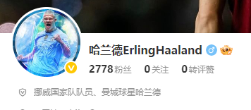 哈兰德入驻微博 欢迎