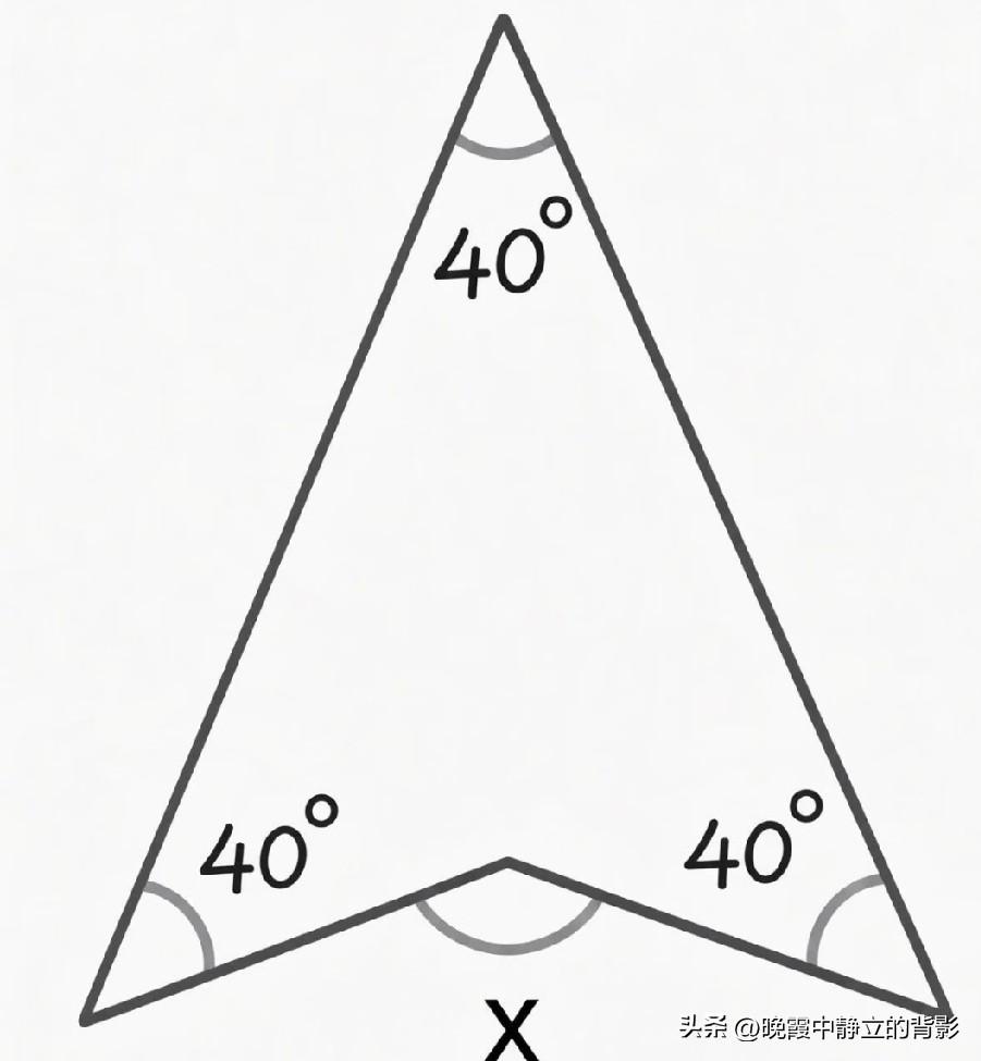 三个40°，求图中X的度数，这道几何题你能算出来吗？