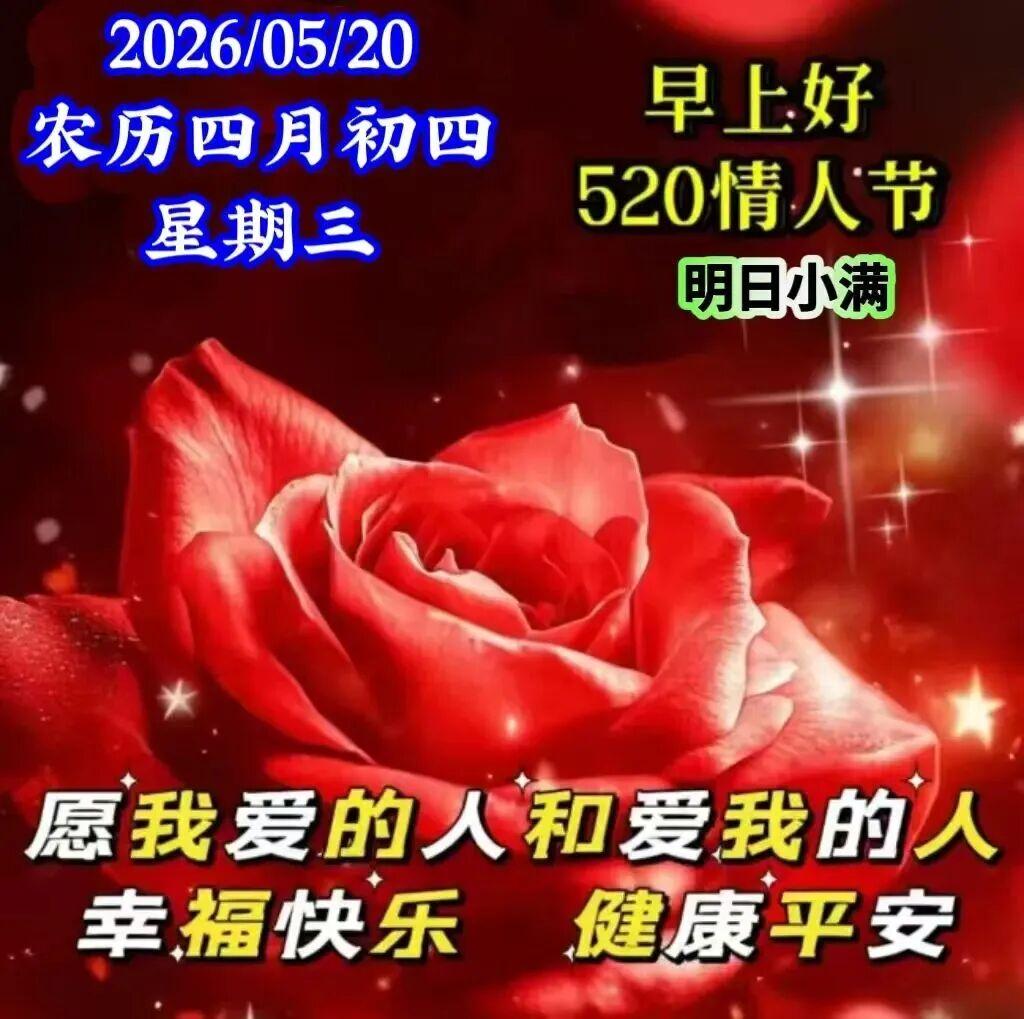 今天是520的情人节，愿幸福是你的小情人，开心是你的老情人，甜蜜是你的新情人，健