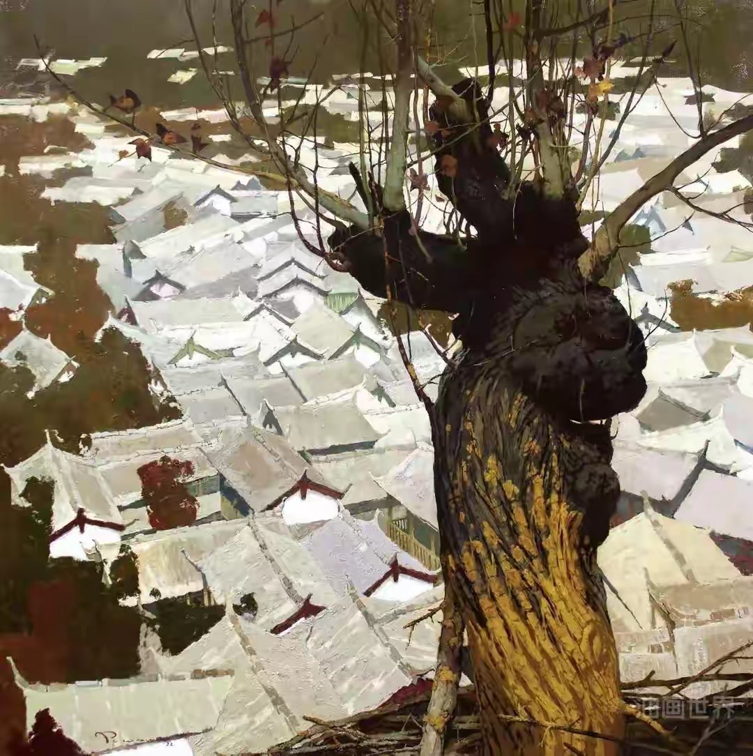 乌克兰艺术家 Artem Rohovyi，打破了树干固有的色彩逻辑。他融合油画、