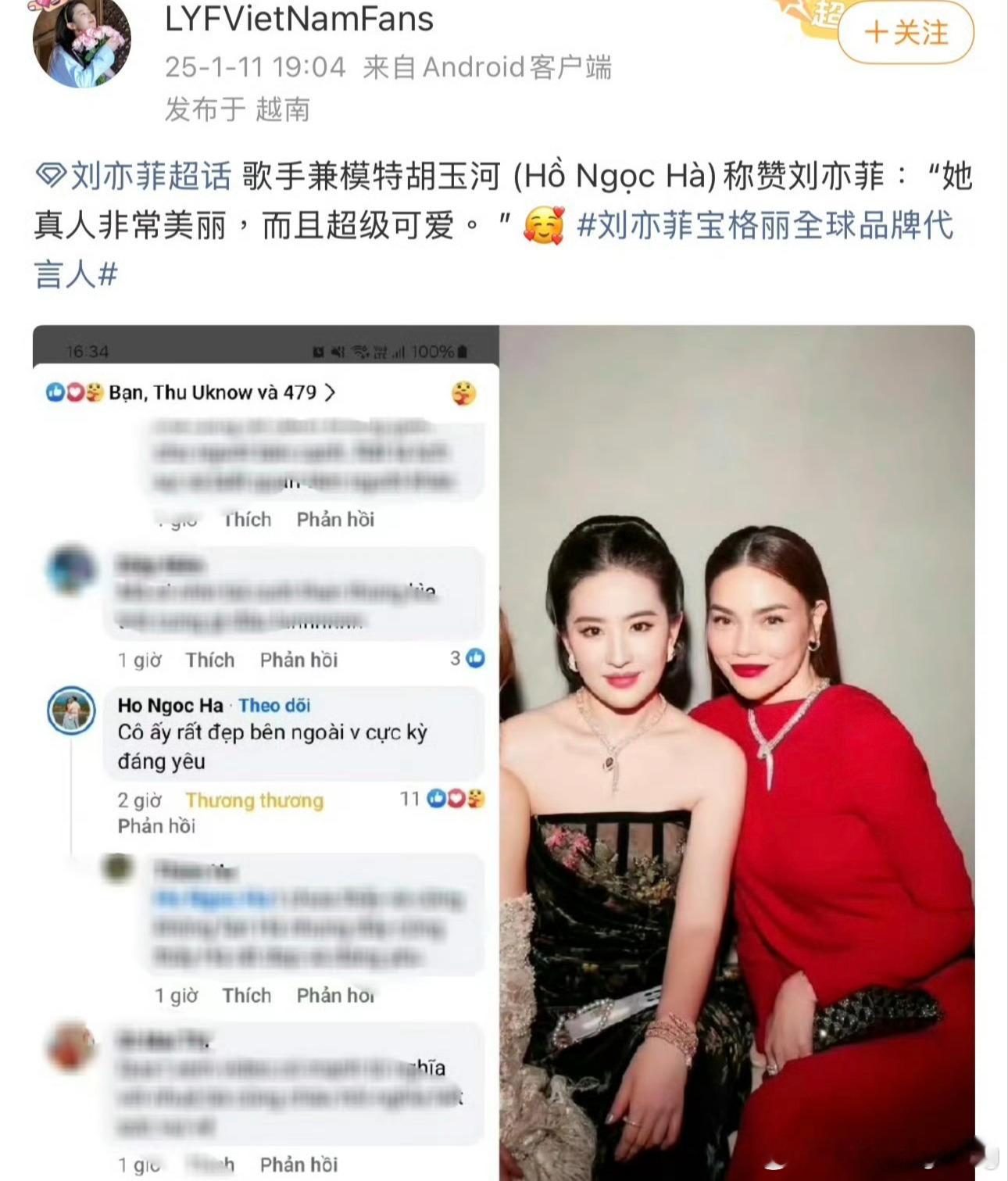 刘亦菲删除照片去年，刘亦菲就和这位越南女星同框合影，说明并不陌生，至于为何要删掉