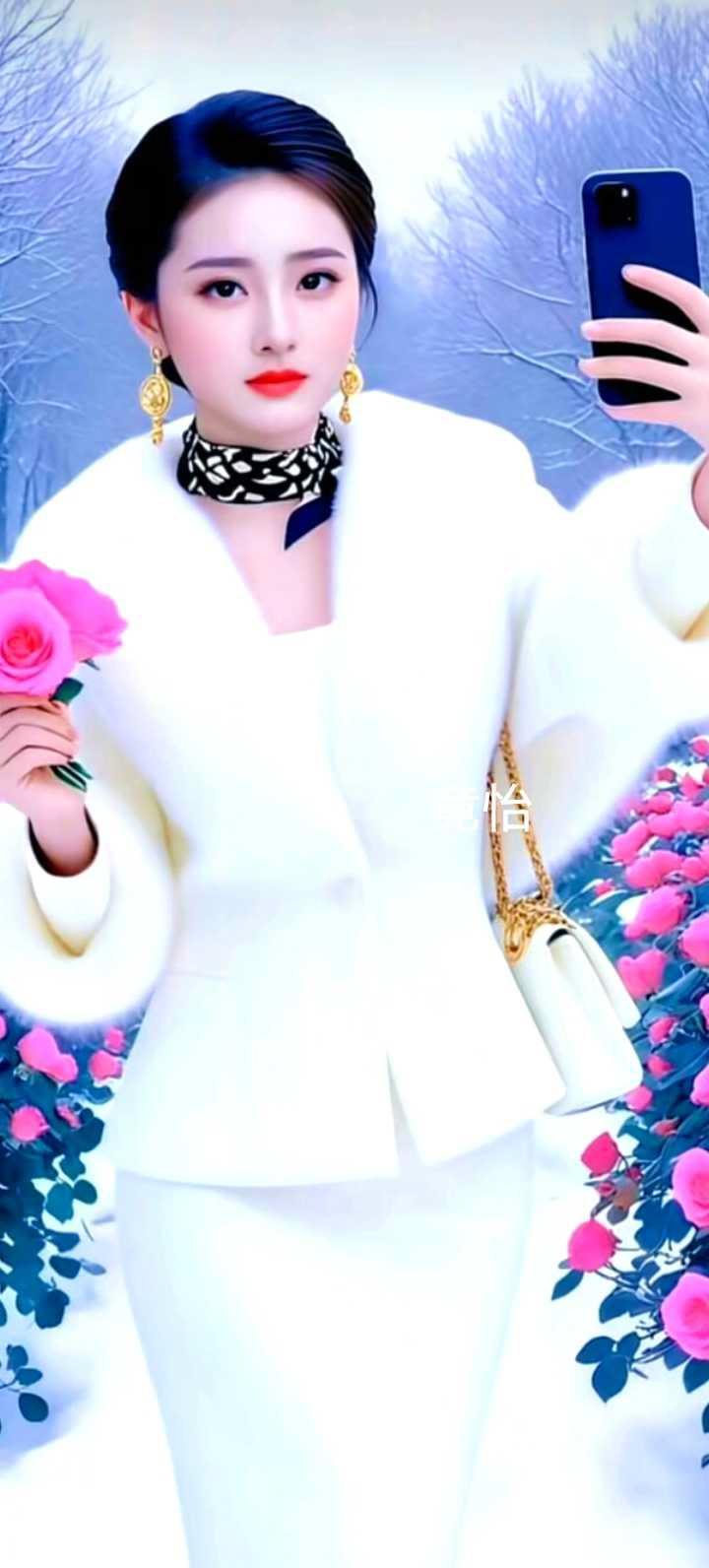 冬日穿搭指南：白色西装外套+粉色花束，优雅动人！🌸💄👠