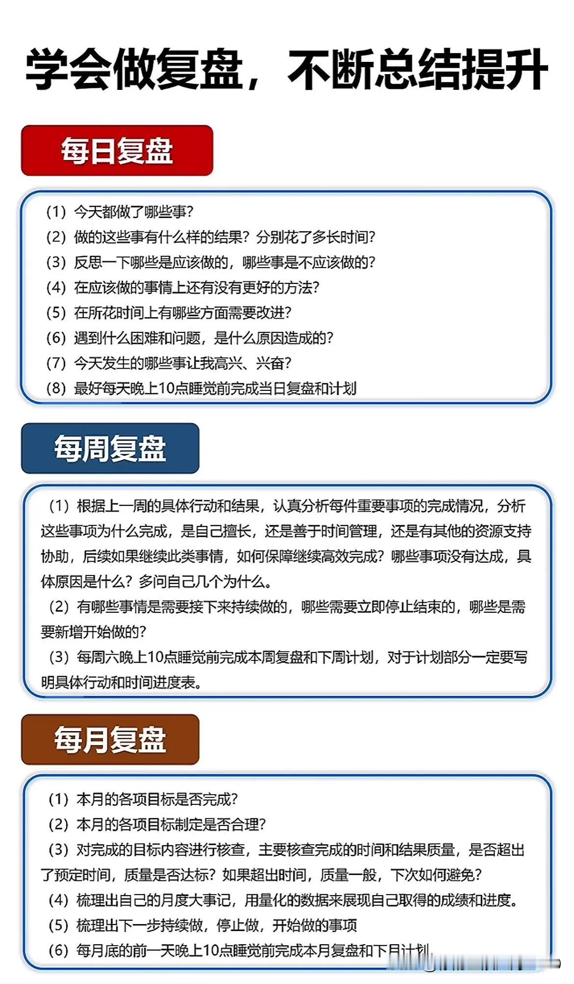 学会做复盘，不断总结提升