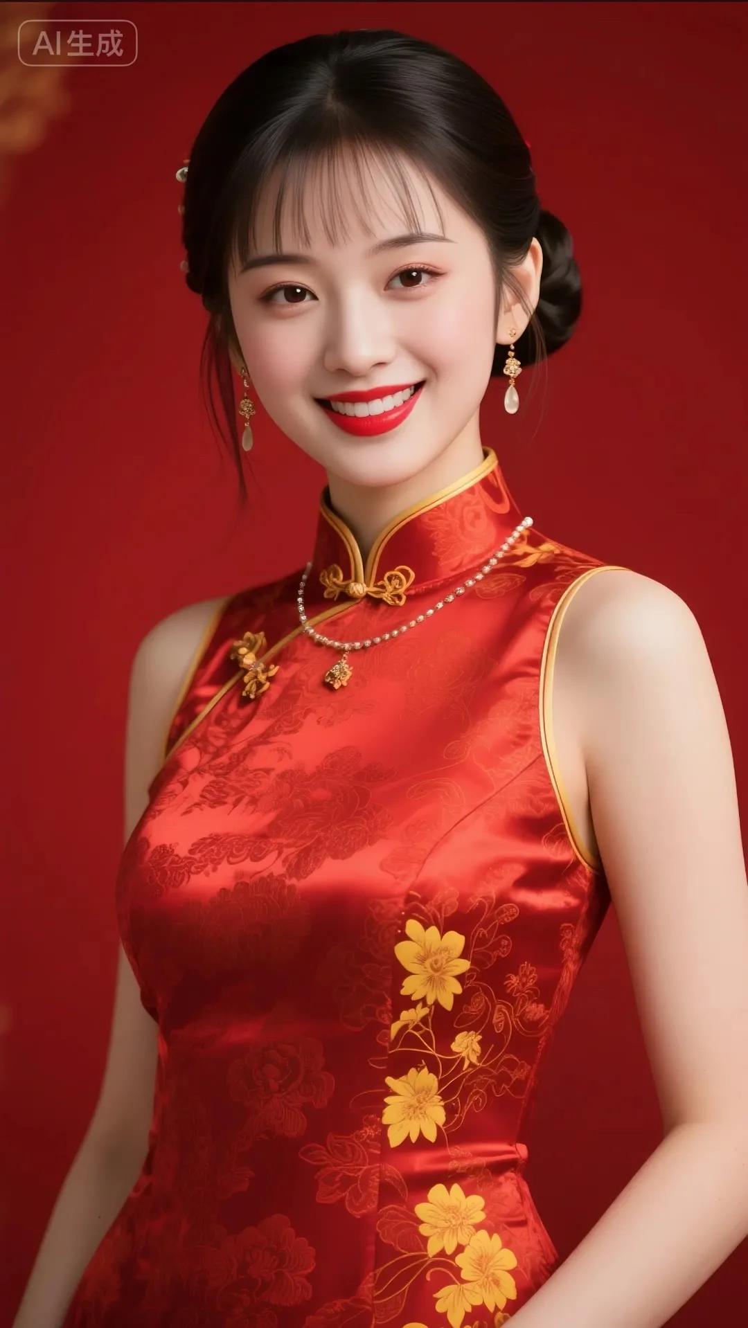 惊艳的红色旗袍，绽放出东方女性的魅力！🌸✨