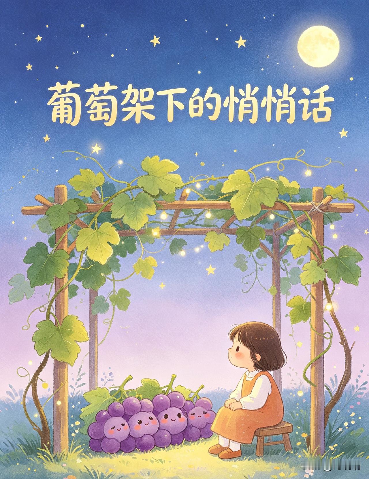 🌙✨🍇
水果系列儿童诗〈四〉
《葡萄架下的悄悄话》

天黑了
葡萄架下
一串