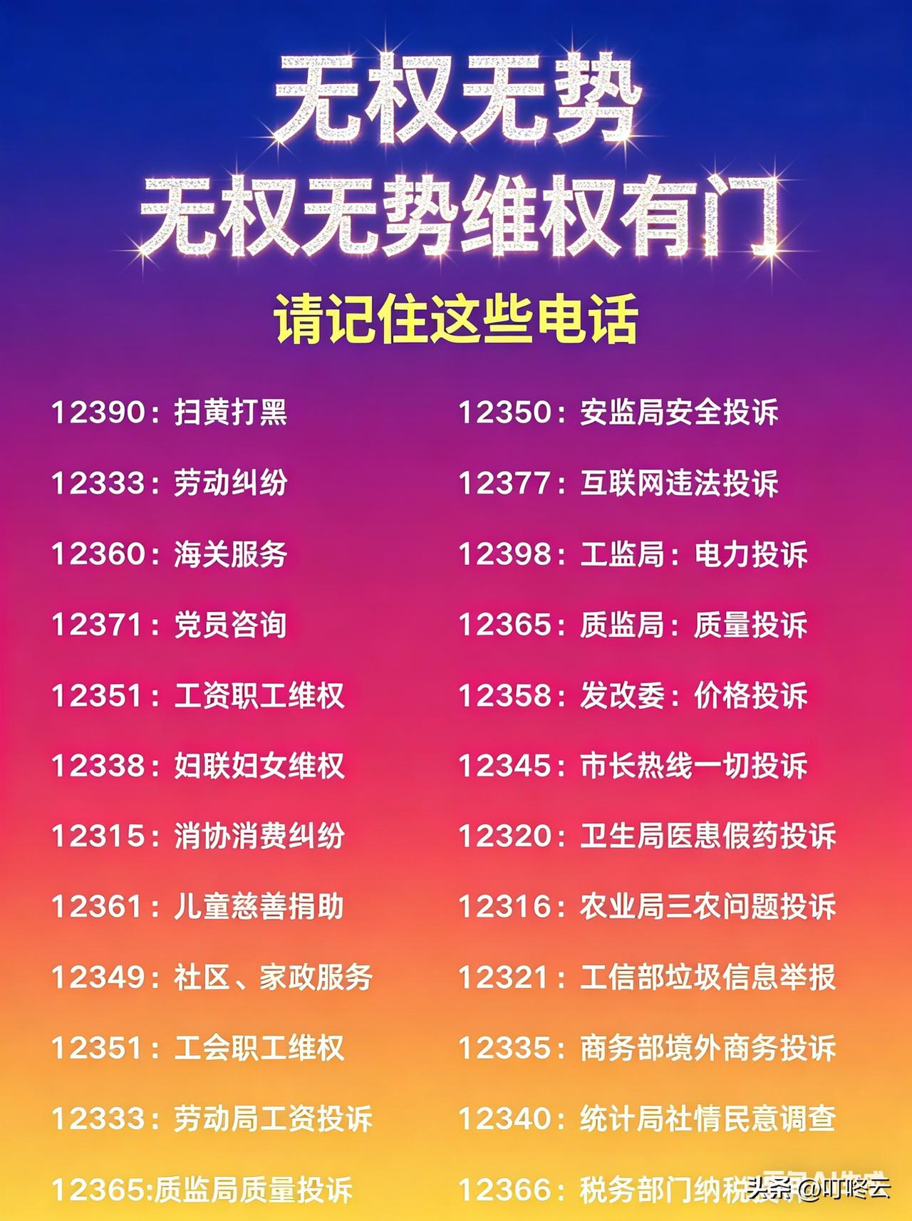 维权千万记住这些电话！✨ 无权无势也能硬刚！这份维权电话本请焊在手机里 ✨在这个