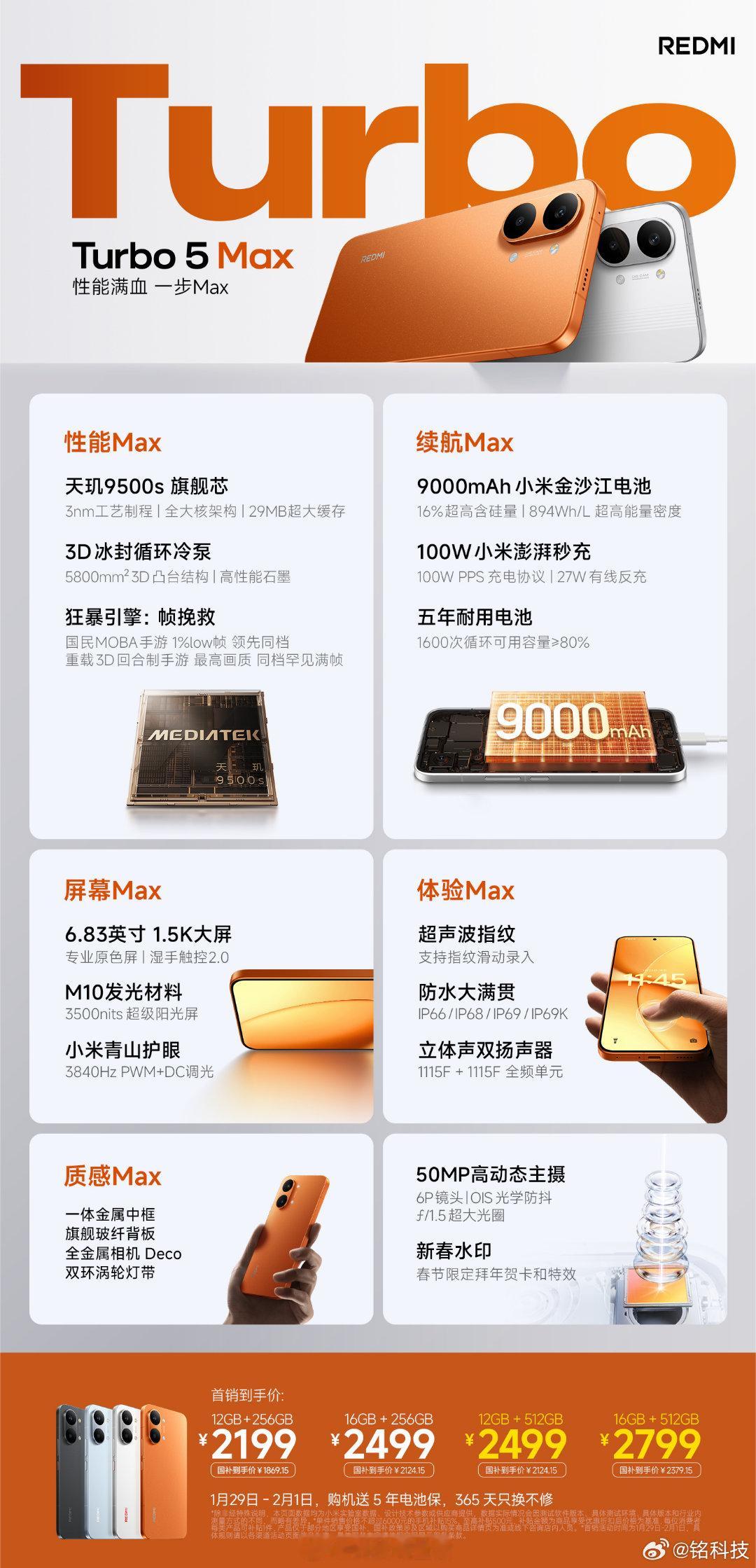 一图看懂红米turbo5和红米turbo5 max！这性能配置加上质感拉满的外观