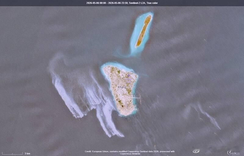 卫星影像曝光！伊朗石油枢纽哈格岛疑似漏油 油污覆盖45平方公里海外新鲜事美以伊冲