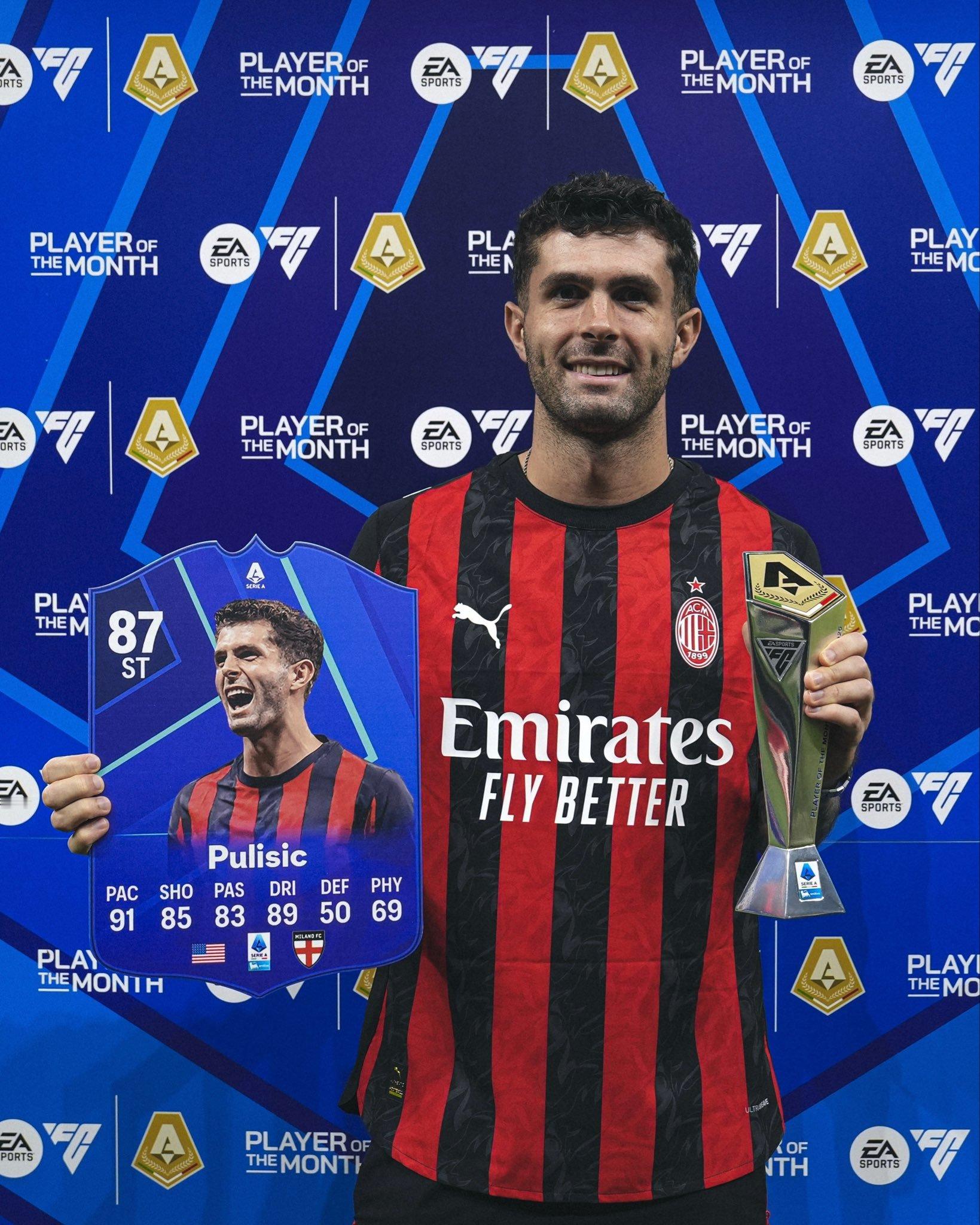 【MVP⭐️】 🔴⚫️ 赛前普利西奇🇺🇸荣获意甲联赛 9️⃣月份最佳球员奖