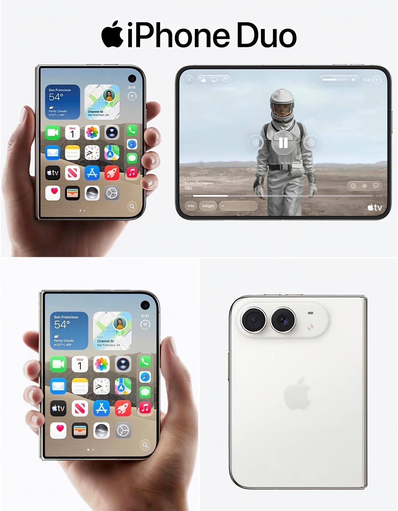 苹果首款折叠iPhone Duo重磅登场！五级钛金属机身搭配百组件精密铰链，纳米