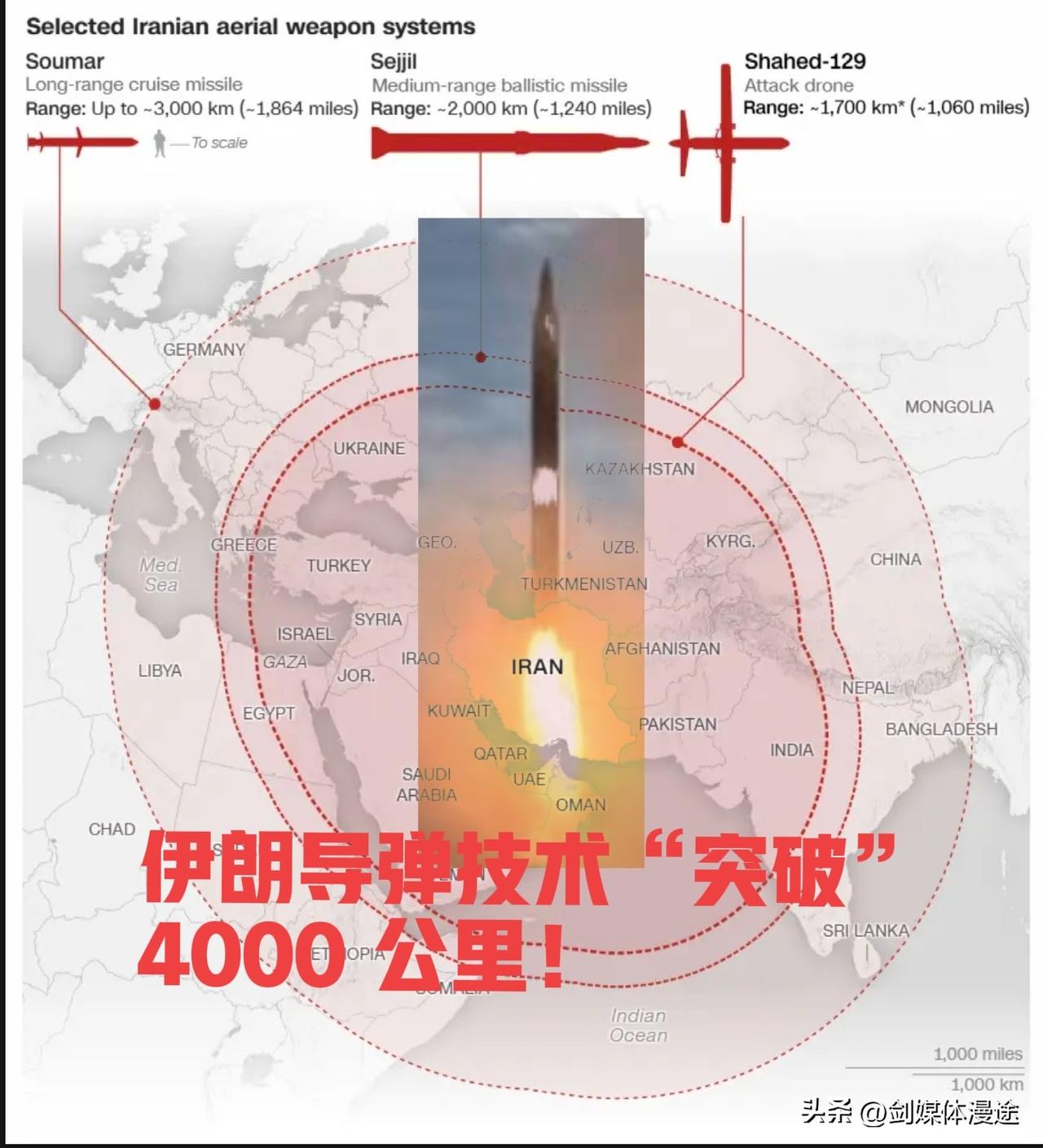 伊朗导弹技术越来越“突破极限”，让五角大楼惊恐！
 伊朗 导弹 4000 公里射