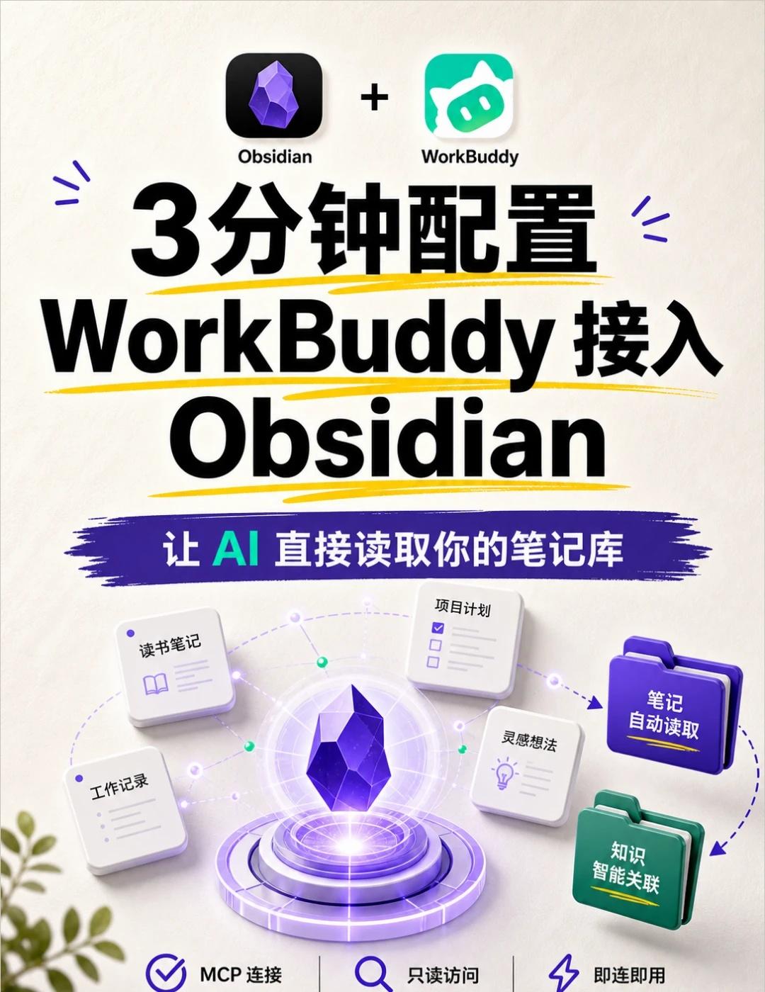 3分钟配置 WorkBuddy 接入 Obsidian
最近身边开始有不少朋友在