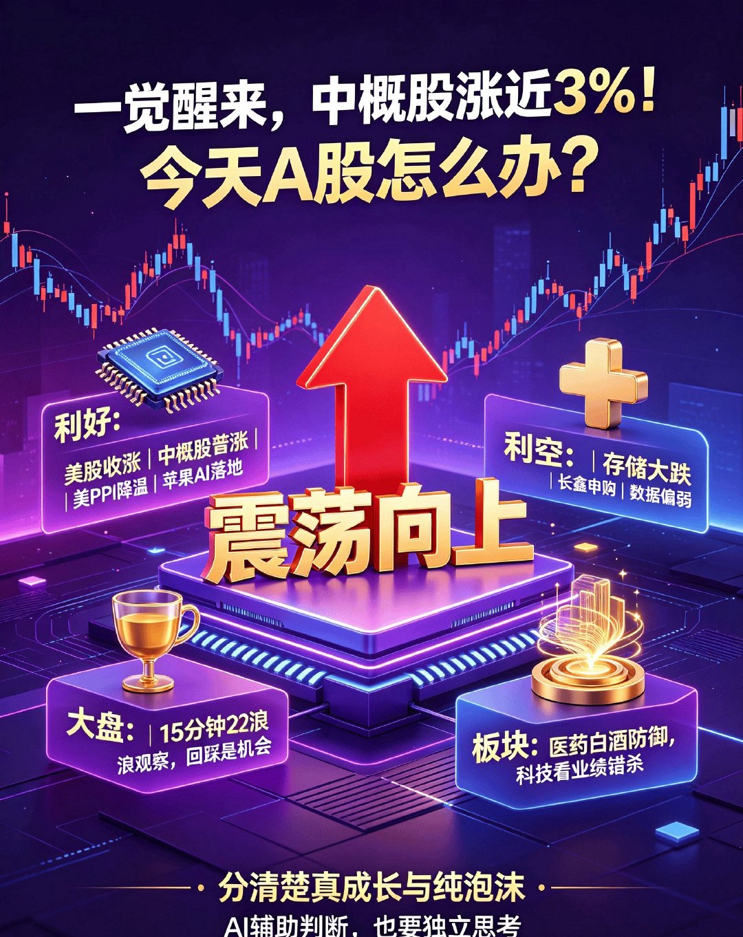 一觉醒来,中概股涨近3％,今天A股怎么办？ 昨夜和今晚消息比较多，有央行发声加大