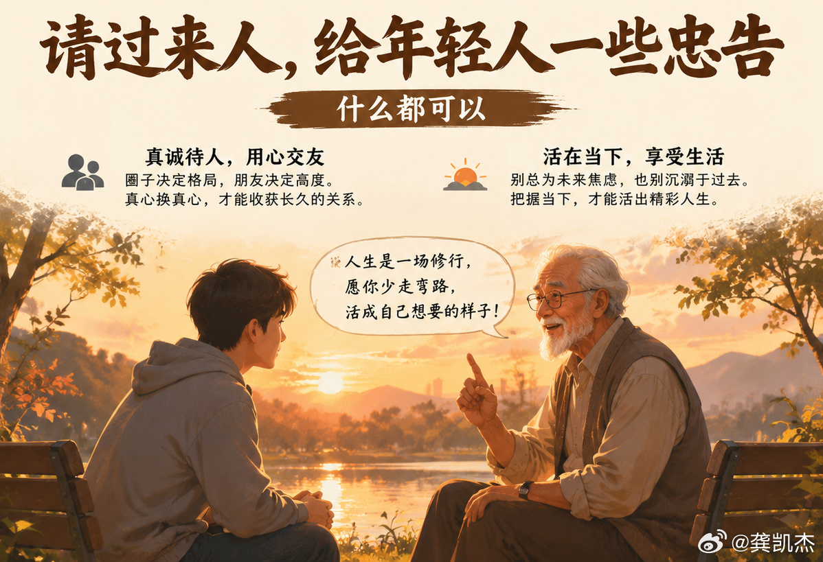 请过来人给年轻人一些忠告，什么都可以。我先来个大众点的：真诚待人，用心交友 