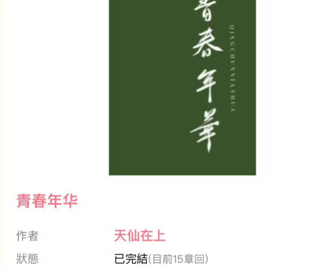 小说推荐：《青春年华》 作者:天仙在上简评：元气开朗女主vs沉默隐忍男主，暗恋，