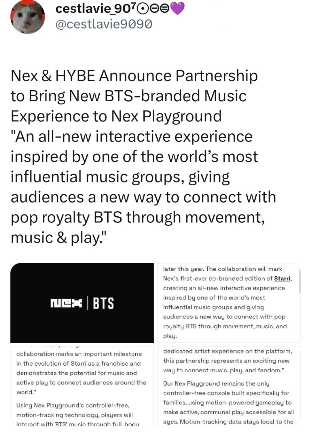 哦莫莫 是要出主题体感游乐馆的意思莫 这不又有的玩了“Nex公司与HYBE正式达