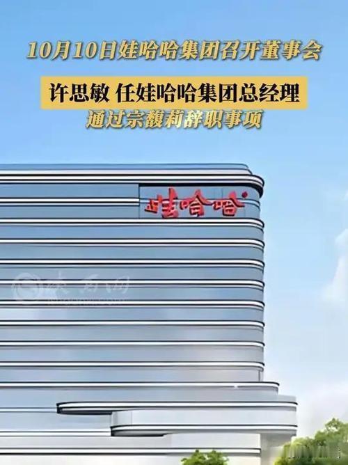 娃哈哈近期发生人事调整。在相关董事会上，宗馥莉卸任后，原宏胜集团法务负责人许思敏