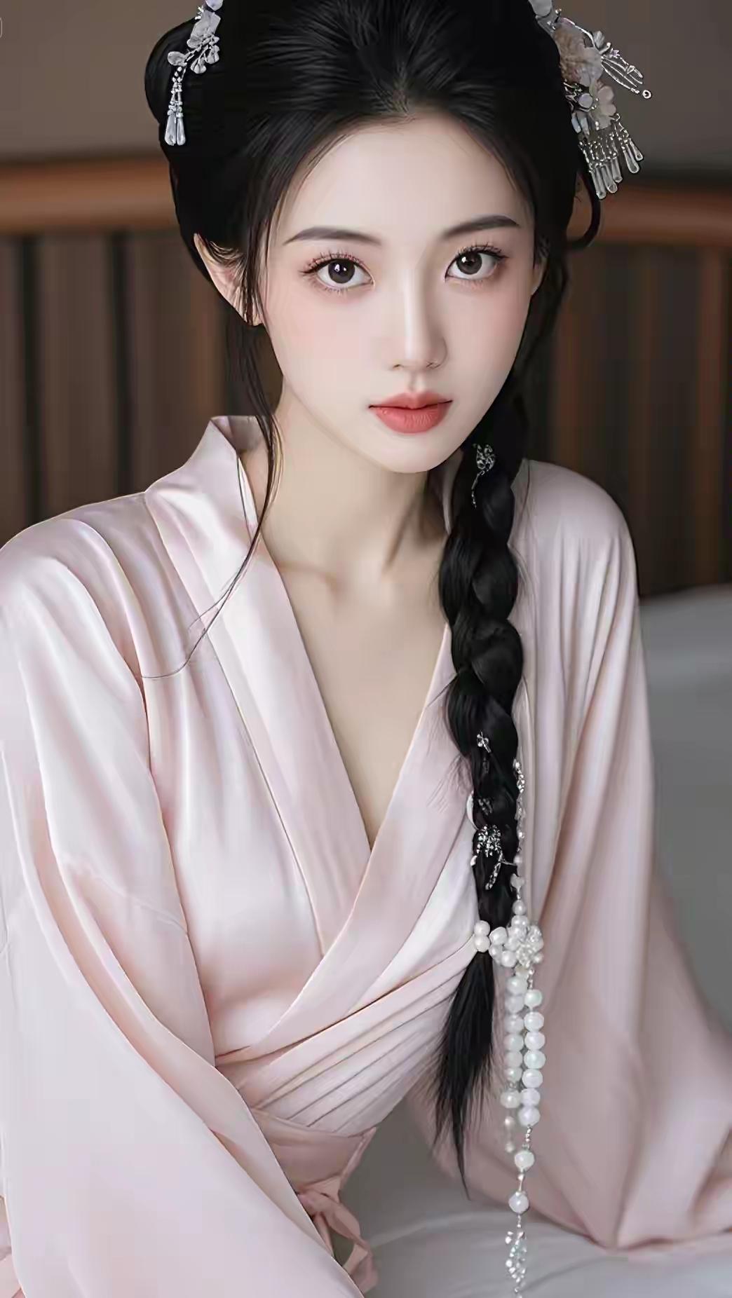 新中式粉色汉服，这温柔古典感直接美到心巴
