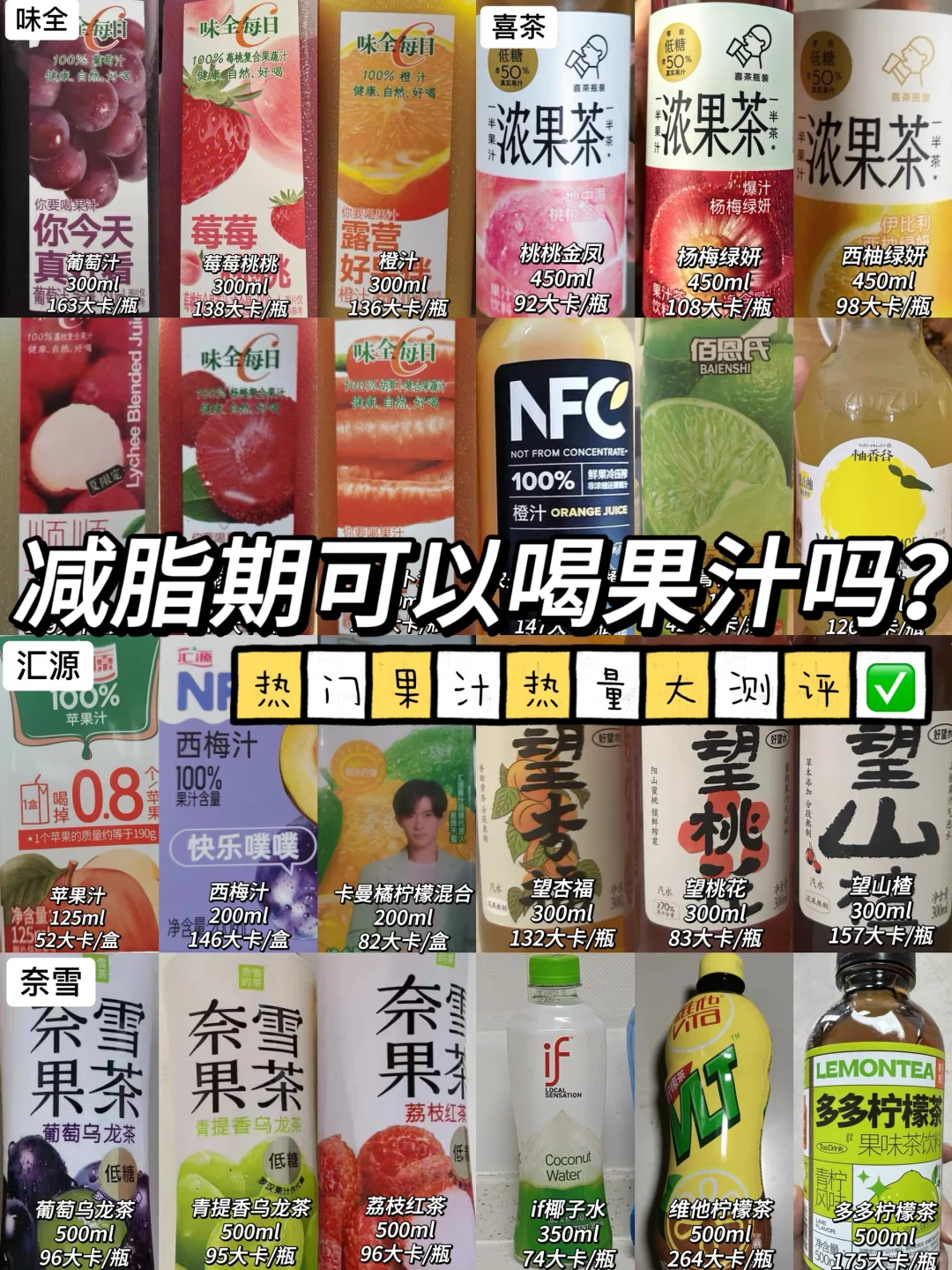 减脂期可以喝果汁吗？夏日果汁热量大测评✅