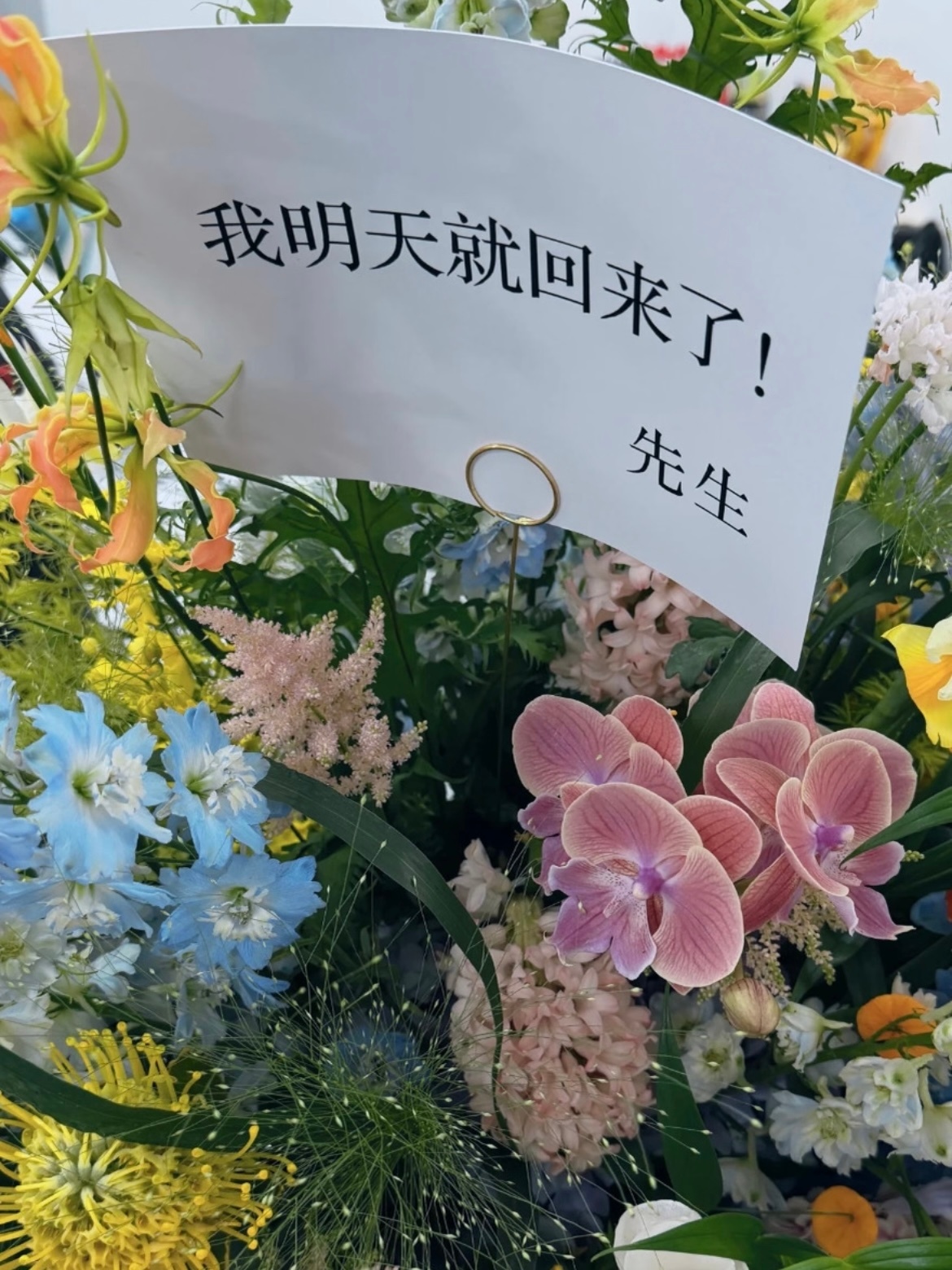 李荣浩给杨丞琳送花篮落款先生杨丞琳北京演出花篮，先生是谁好难猜啊...真夫妻没有
